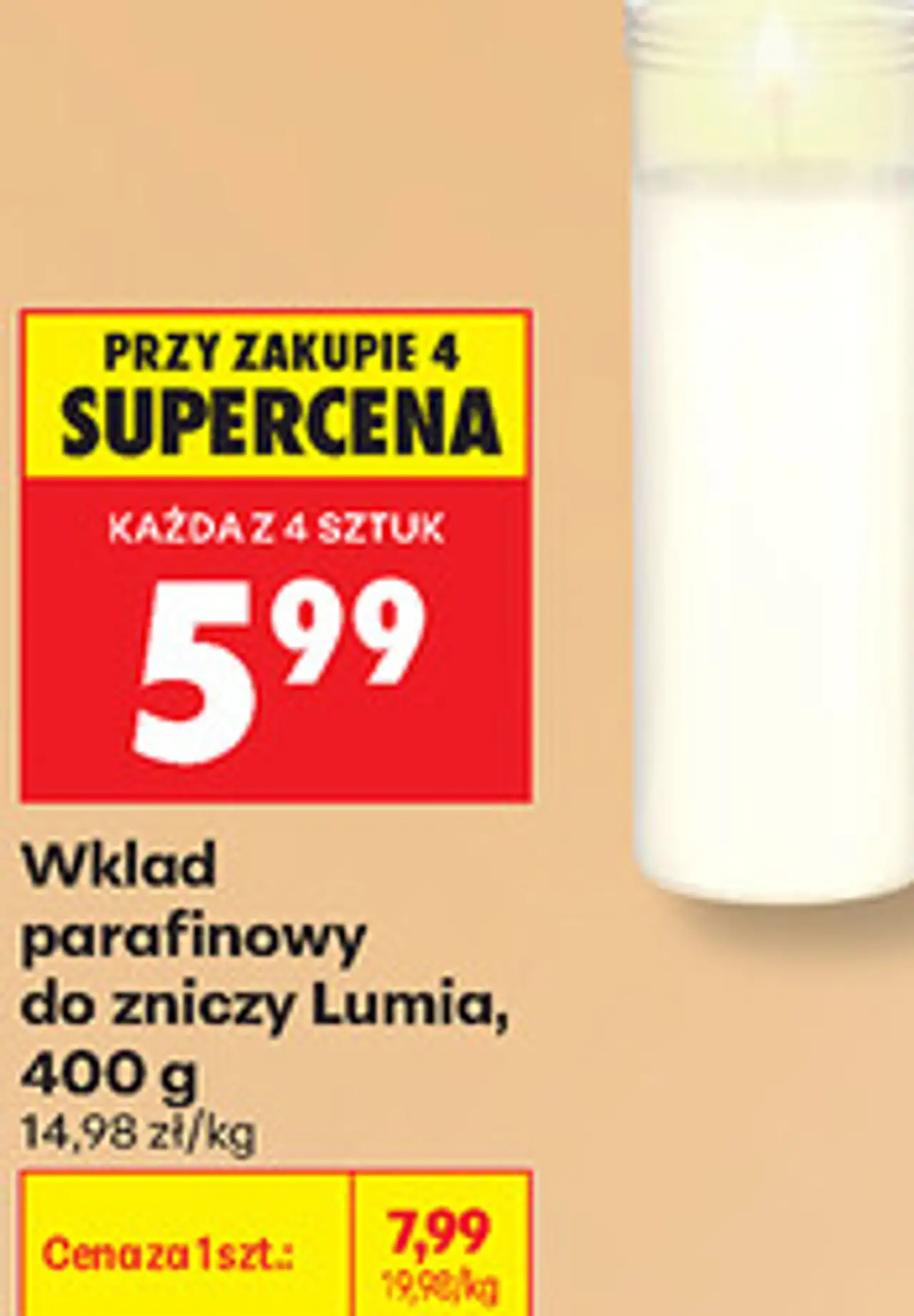 Wkład parafinowy do zniczy Lumia, 400 g