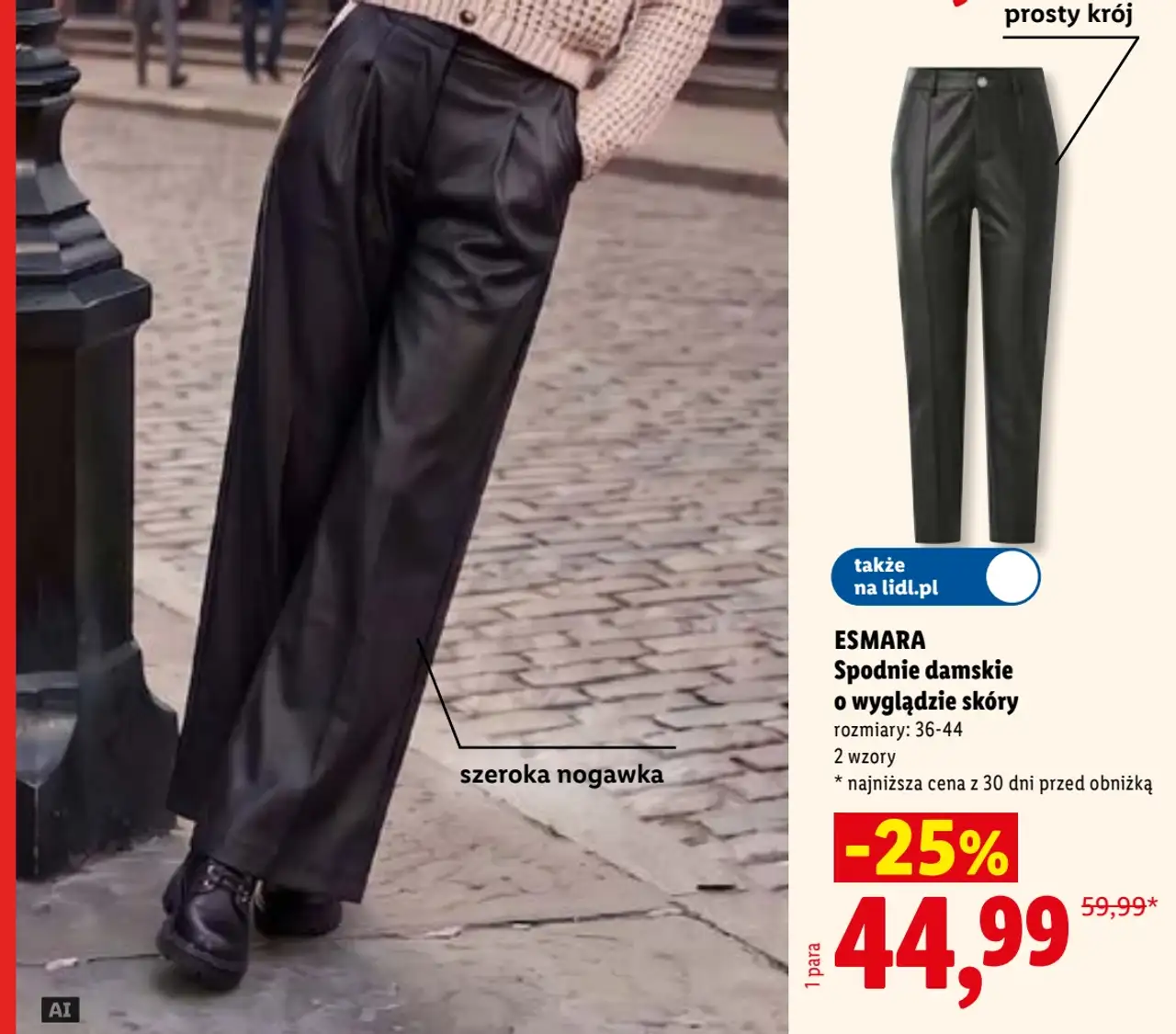ESMARA Spodnie damskie o wyglądzie skóry