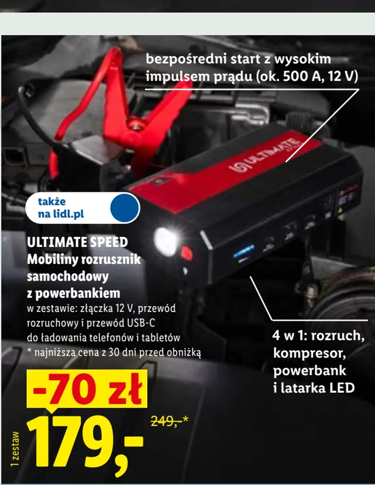 ULTIMATE SPEED Mobilny rozrusznik samochodowy z powerbankiem