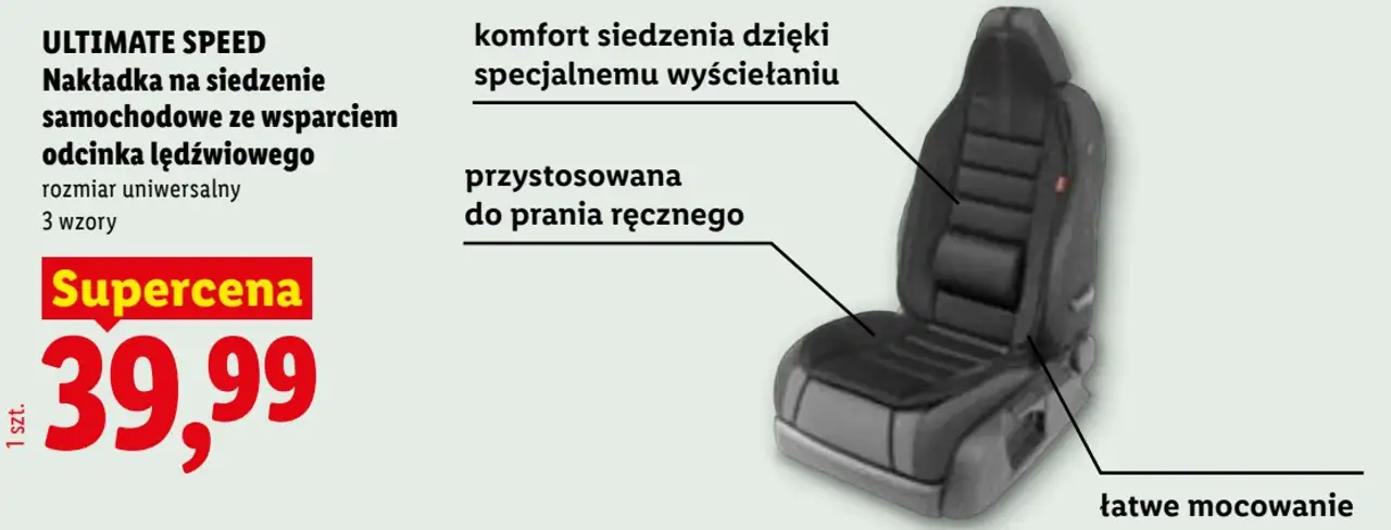 ULTIMATE SPEED Nakładka na siedzenie samochodowe ze wsparciem odcinka lędźwiowego