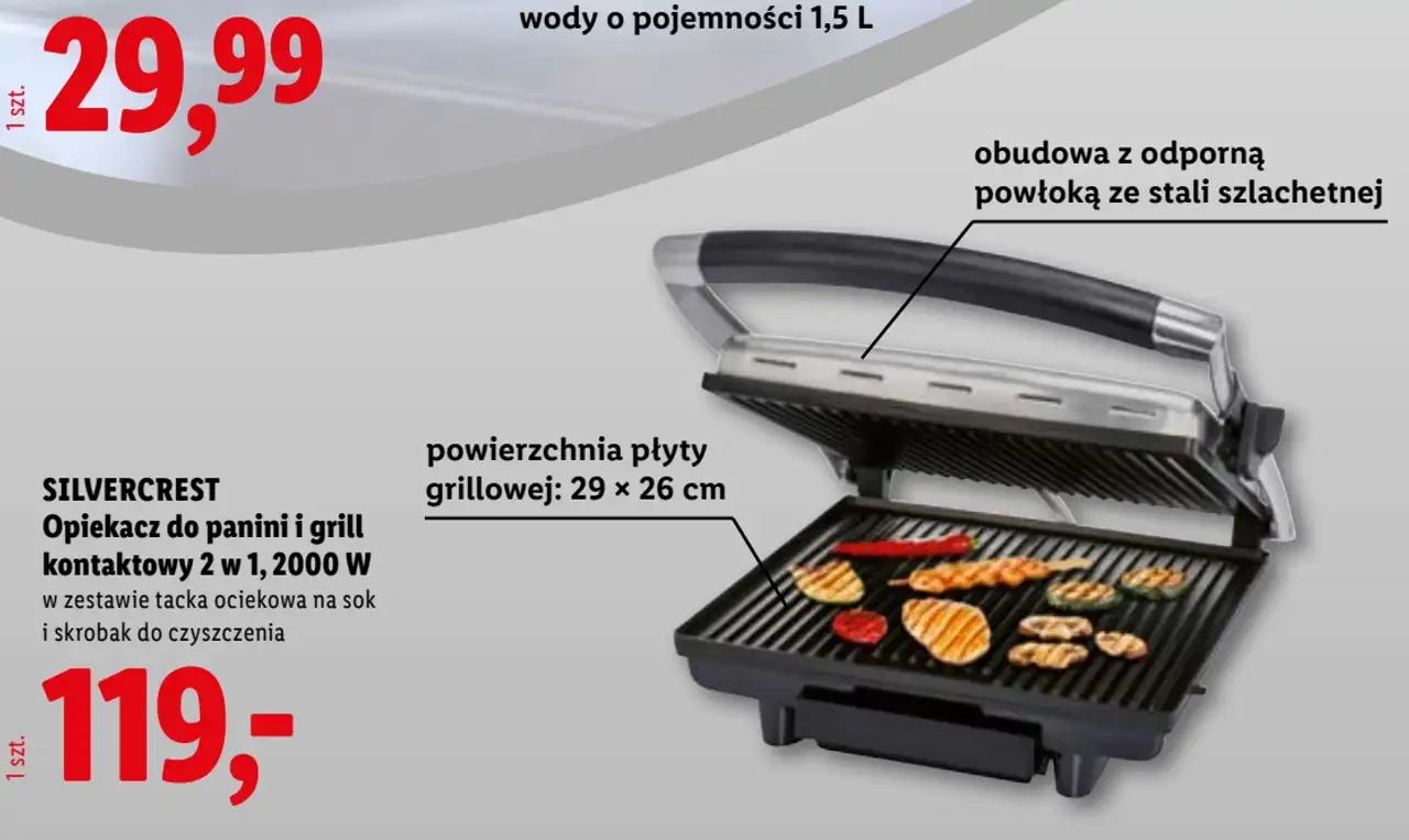 SILVERCREST Opiekacz do panini i grill kontaktowy 2 w 1, 2000 W