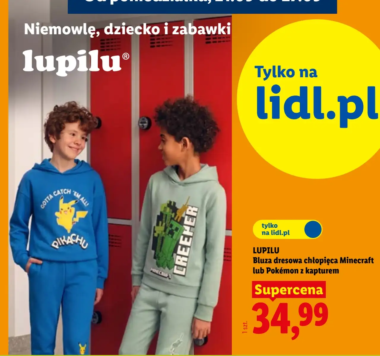 Lupilu Bluza dresowa chłopięca Minecraft lub Pokémon z kapturem