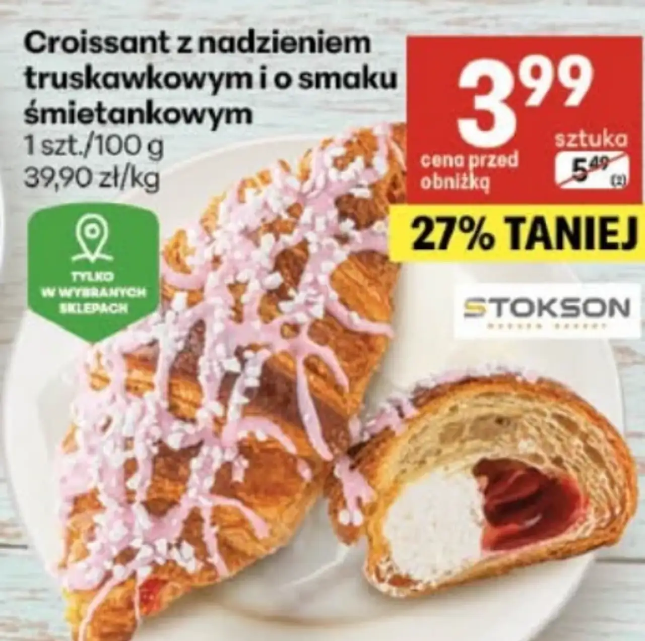 Stokson Croissant z nadzieniem truskawkowym i o smaku śmietanowm