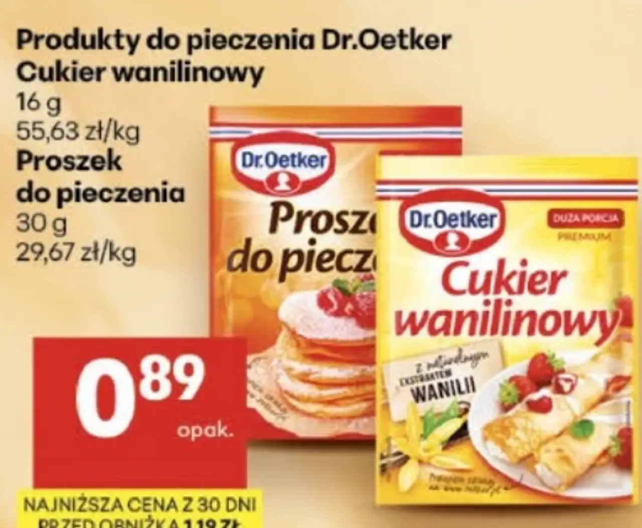 Cukier wanilinowy lub Proszek do pieczenia Dr. Oetker