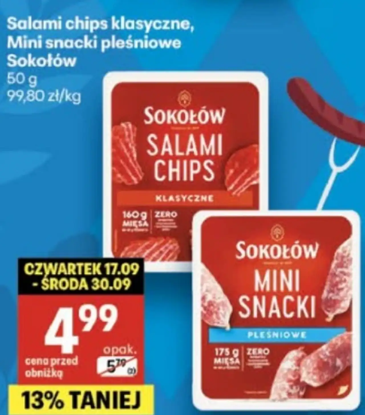 Salami chips klasyczne, Mini snacki pleśniowe Sokołów