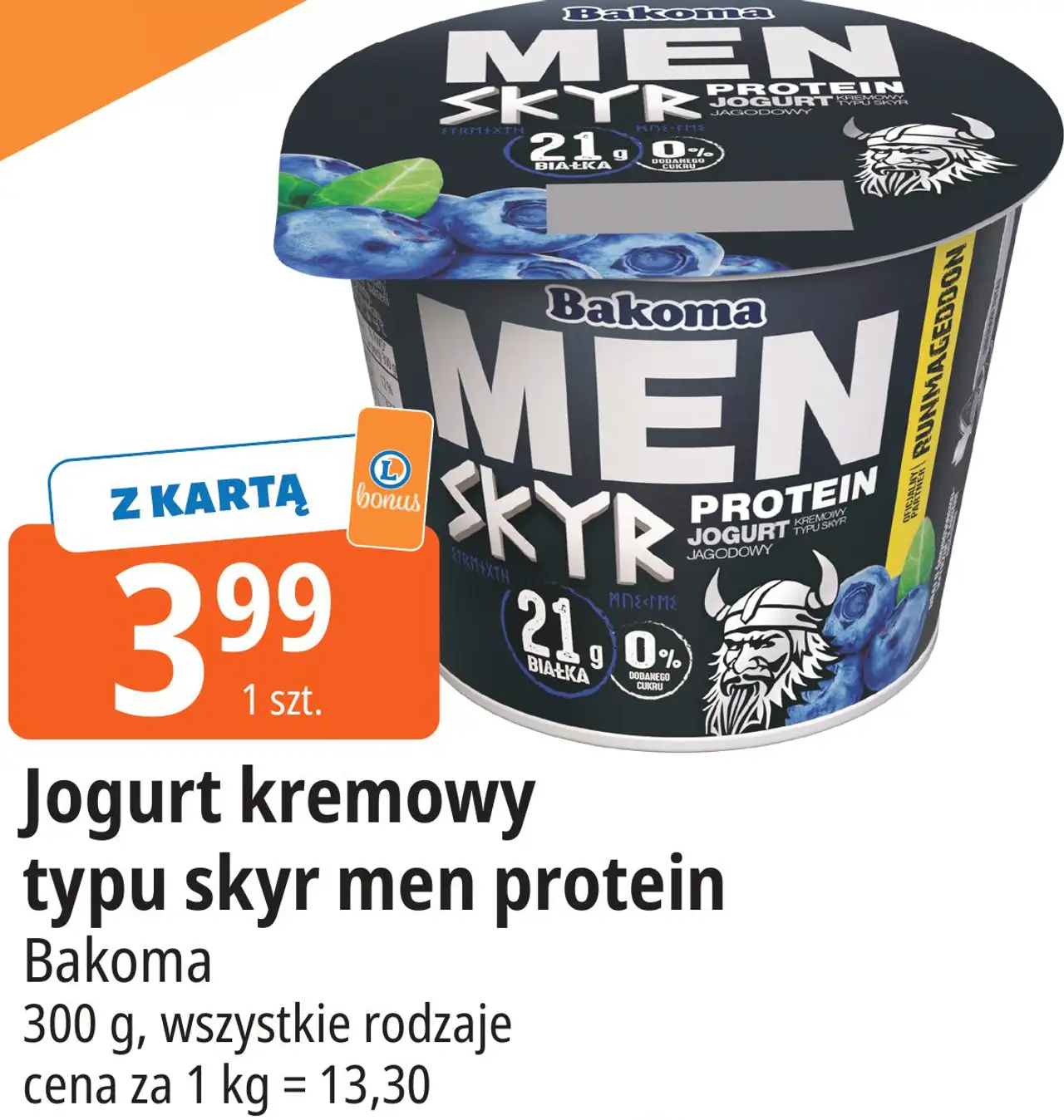 Jogurt kremowy typu skyr men protein Bakoma