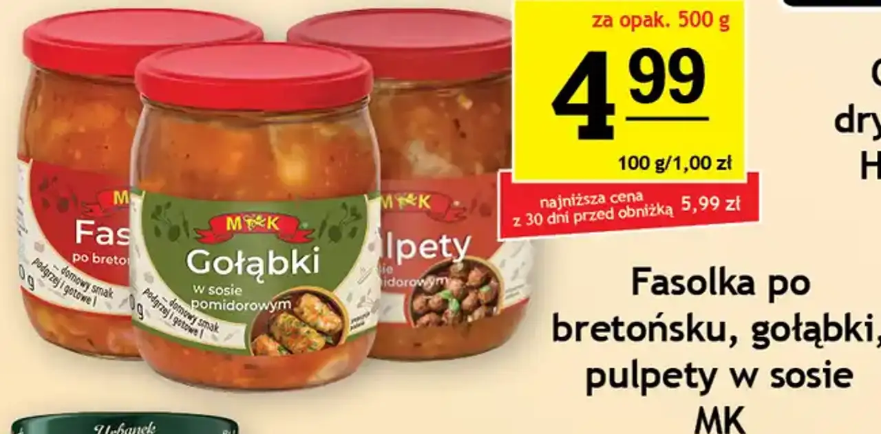 Fasolka po bretońsku, gołąbki, pulpety w sosie MK