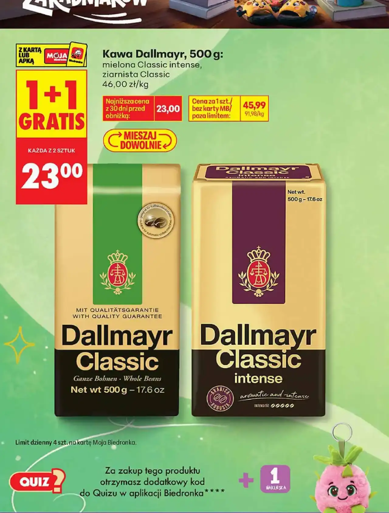 Kawa Dallmayr Classic / Classic intense mielona / ziarnista