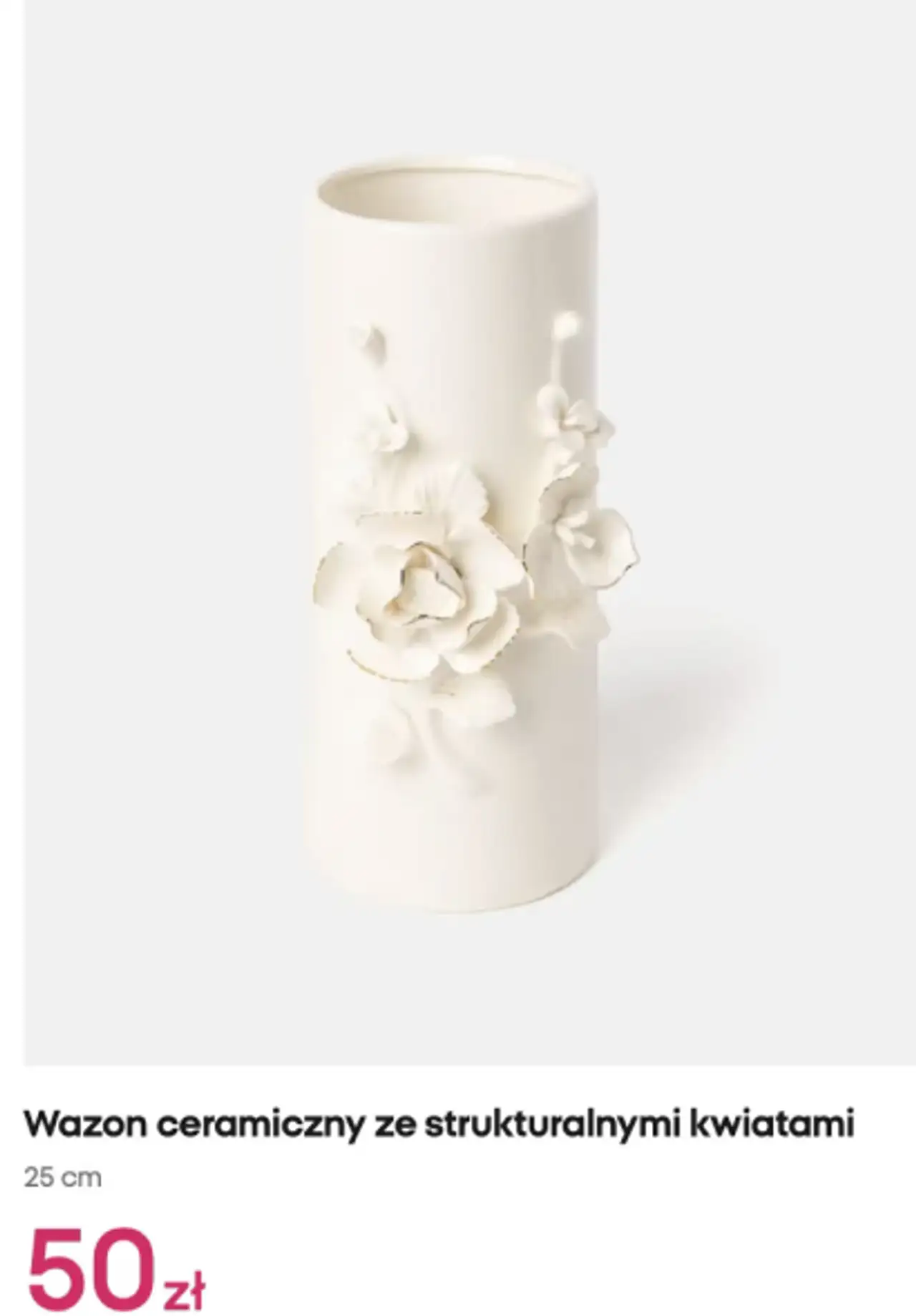 Wazon ceramiczny ze strukturalnymi kwiatami 25 cm