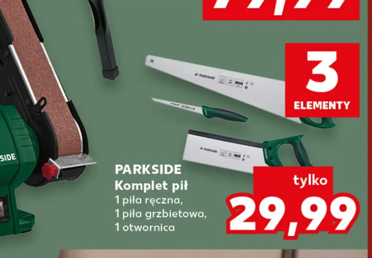 Parkside Komplet pił (piła ręczna, piła grzbietowa, otwornica) 3-elementowy