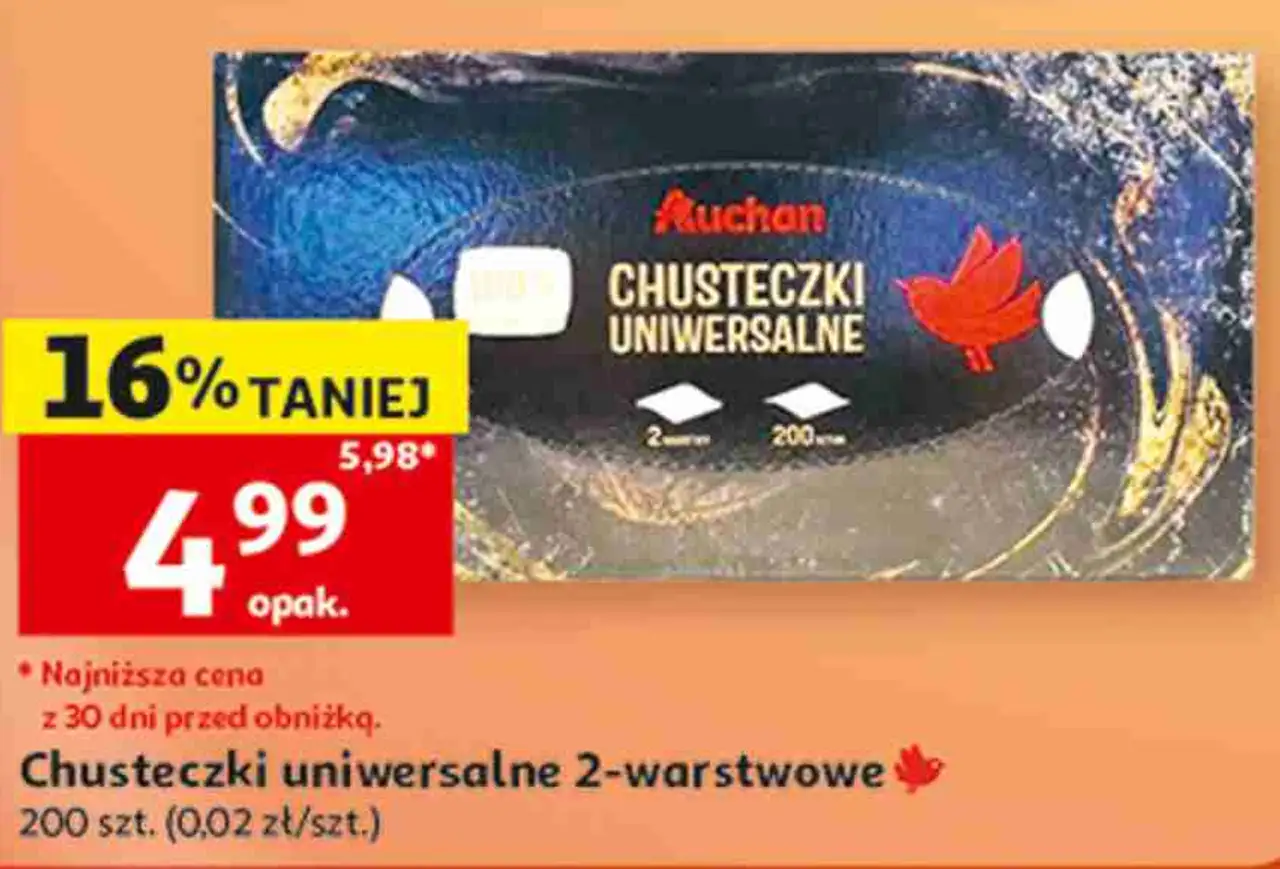 Chusteczki uniwersalne 2-warstwowe Auchan