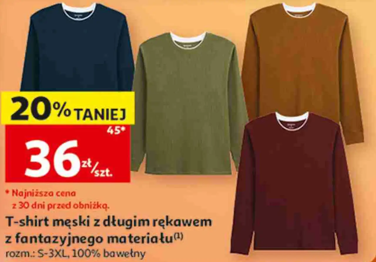 T-shirt męski z długim rękawem z fantazyjnego materiału Inextenso