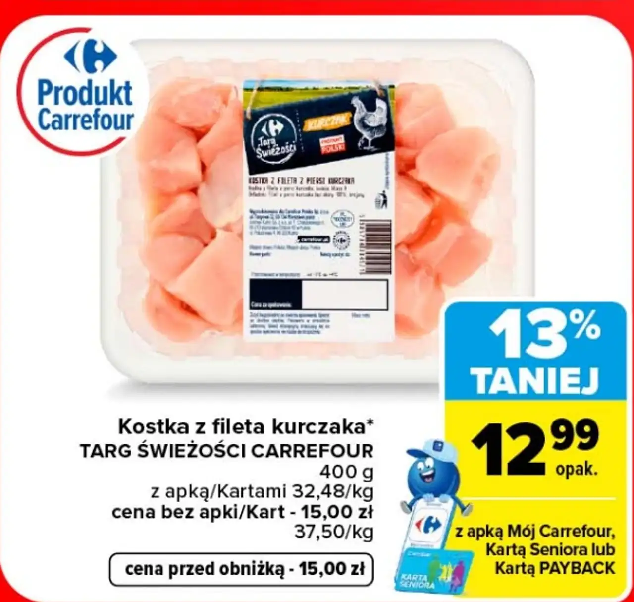 Kostka z fileta kurczaka Targ Świeżości Carrefour