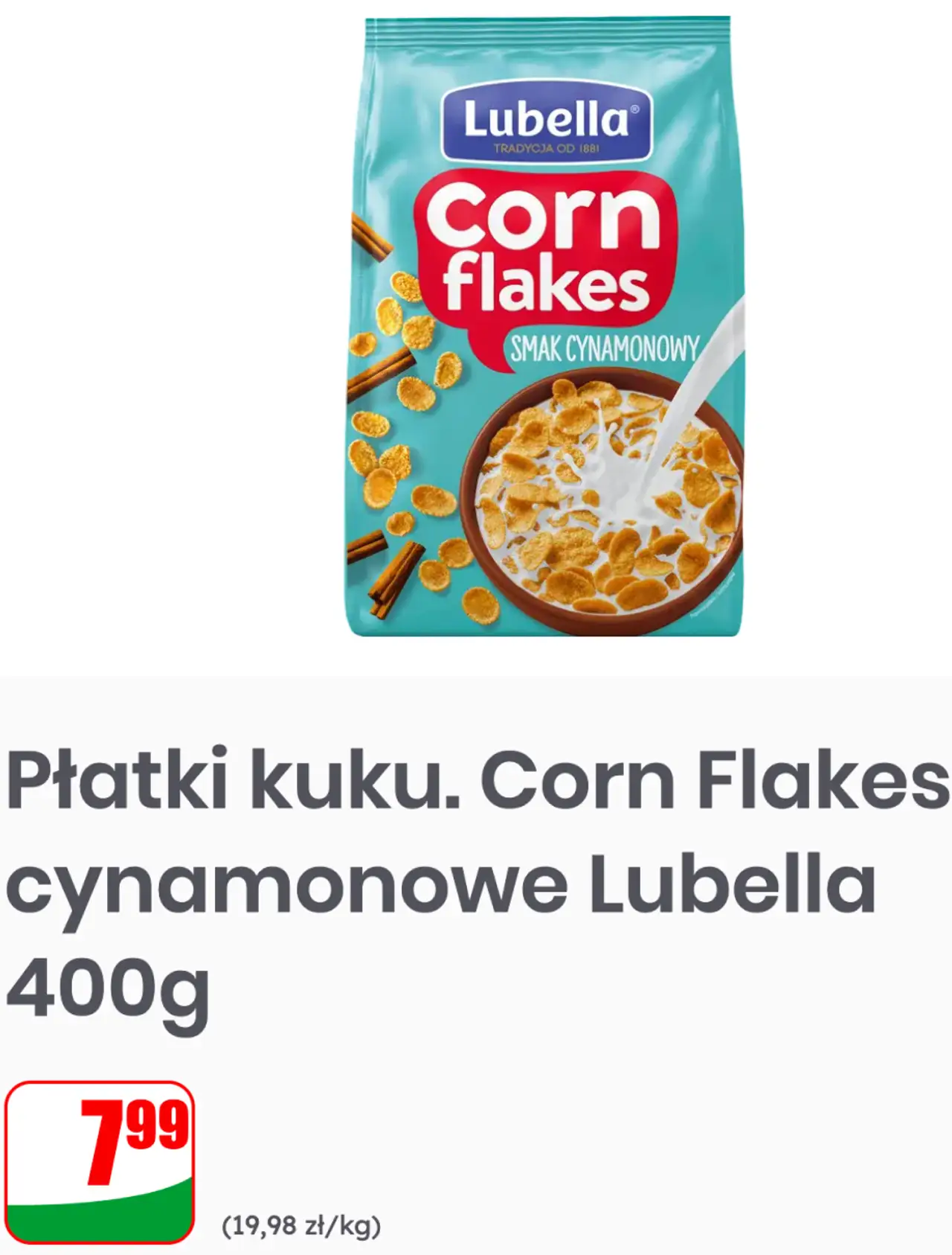 Płatki kukurydziane Corn Flakes cynamonowe Lubella 400g