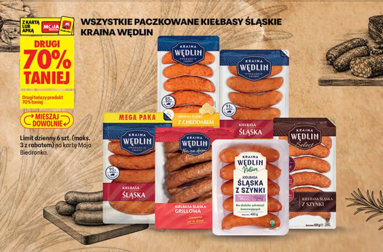Wszystkie paczkowane kiełbasy śląskie Kraina Wędlin