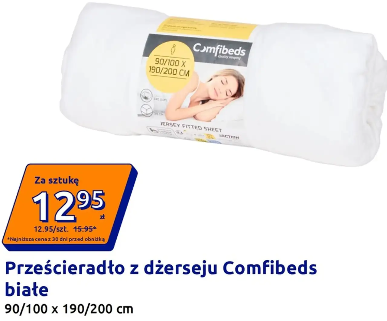 Prześcieradło z dżerseju Comfibeds białe 90/100 x 190/200 cm