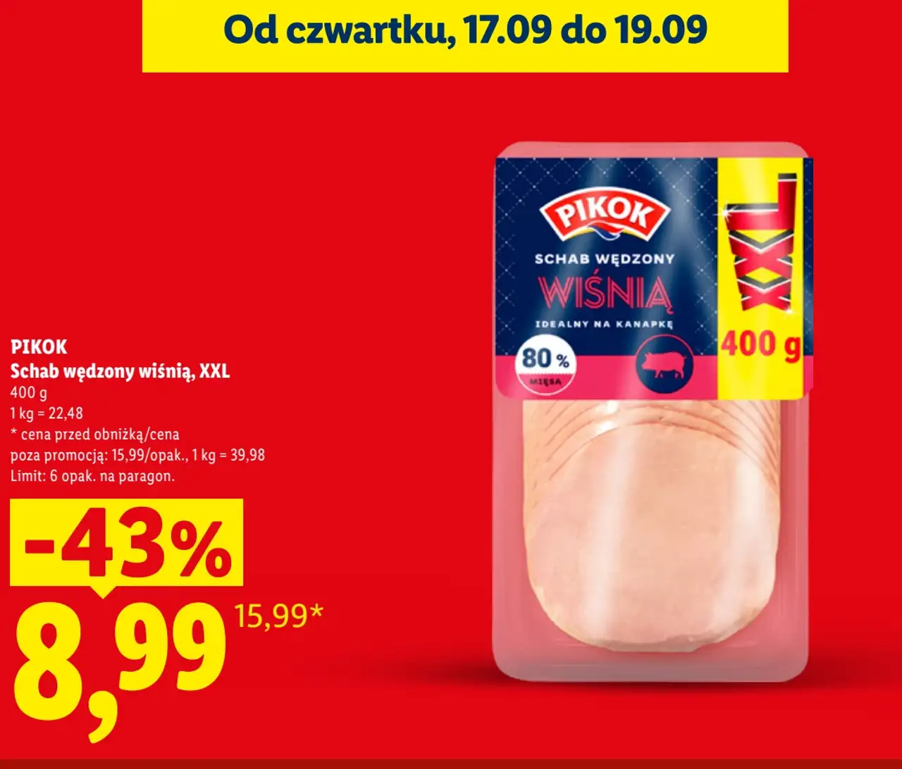 Pikok Schab wędzony wiśnią, XXL