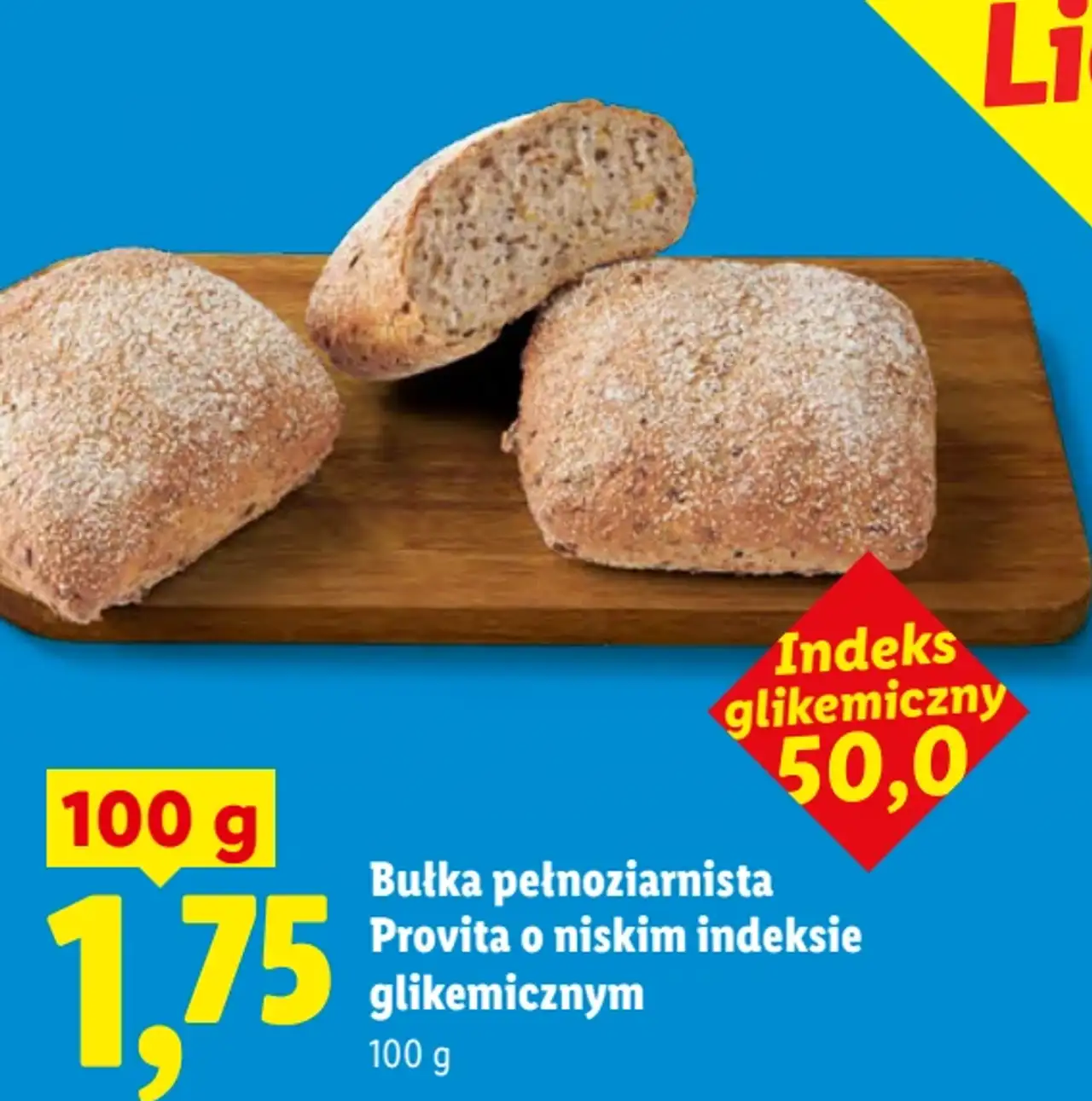 Bułka pełnoziarnista Provita o niskim indeksie glikemicznym