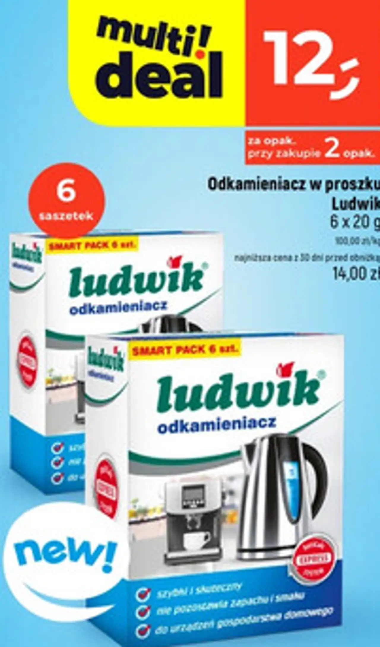 Odkamieniacz w proszku Ludwik, 6 x 20 g