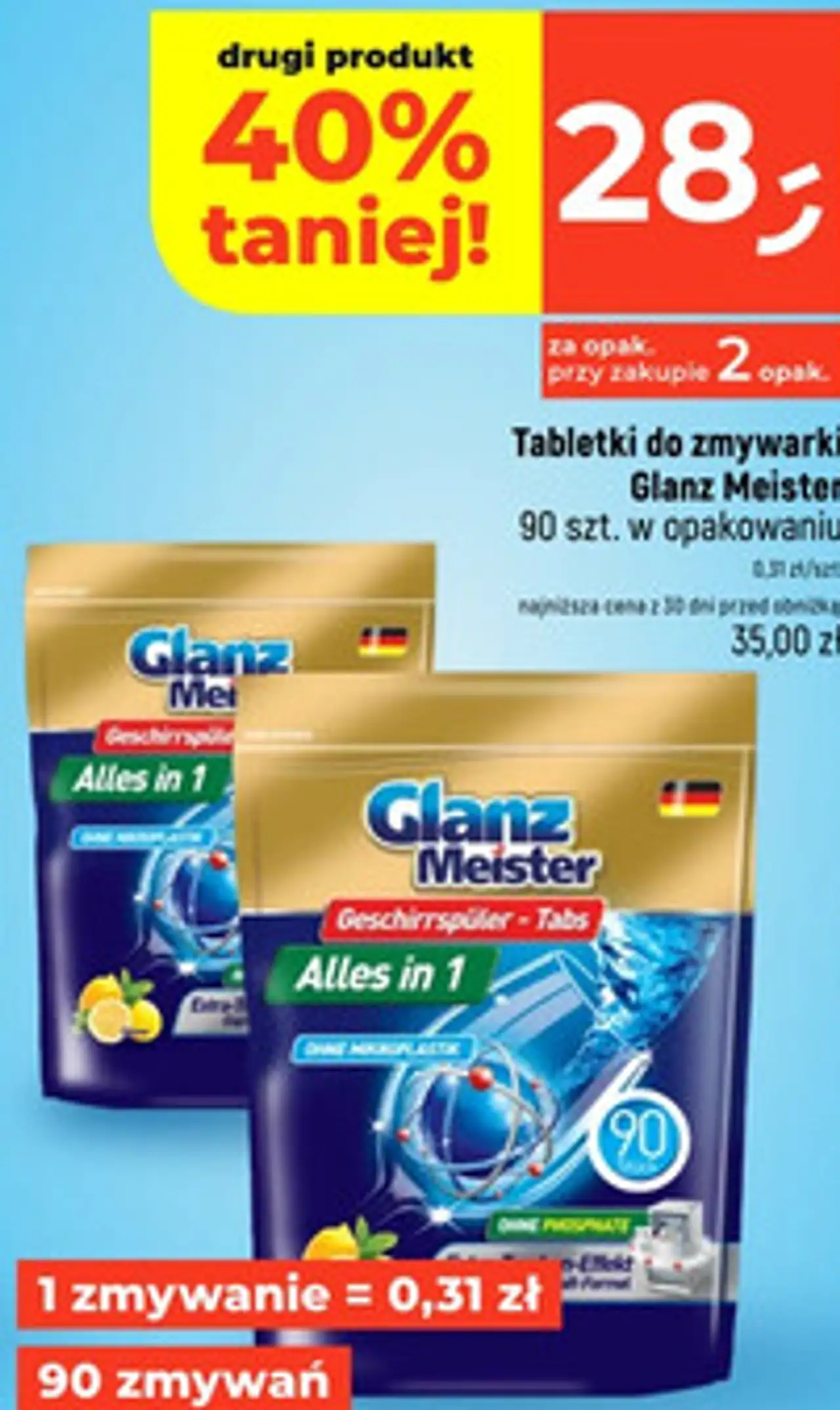 Tabletki do zmywarki Glanz Meister, 90 szt.