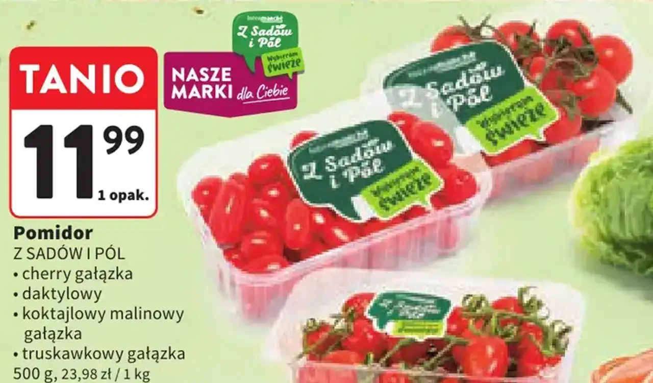 Pomidor Z SADÓW i PÓL (cherry gałązka, daktylowy, koktajlowy malinowy gałązka, truskawkowy gałązka)