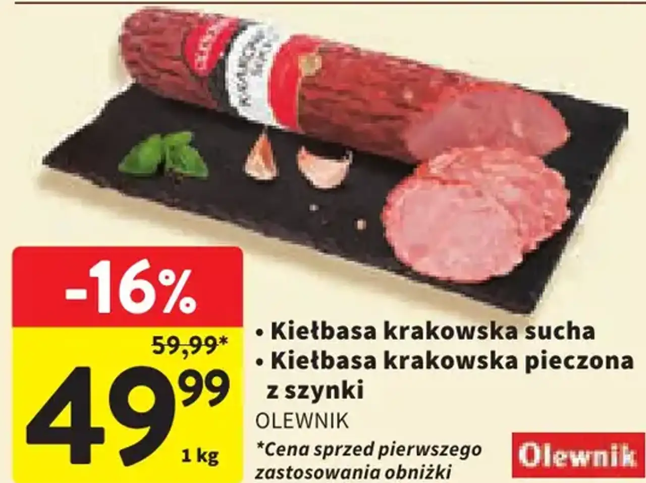 Kiełbasa krakowska sucha / Kiełbasa krakowska pieczona z szynki Olewnik
