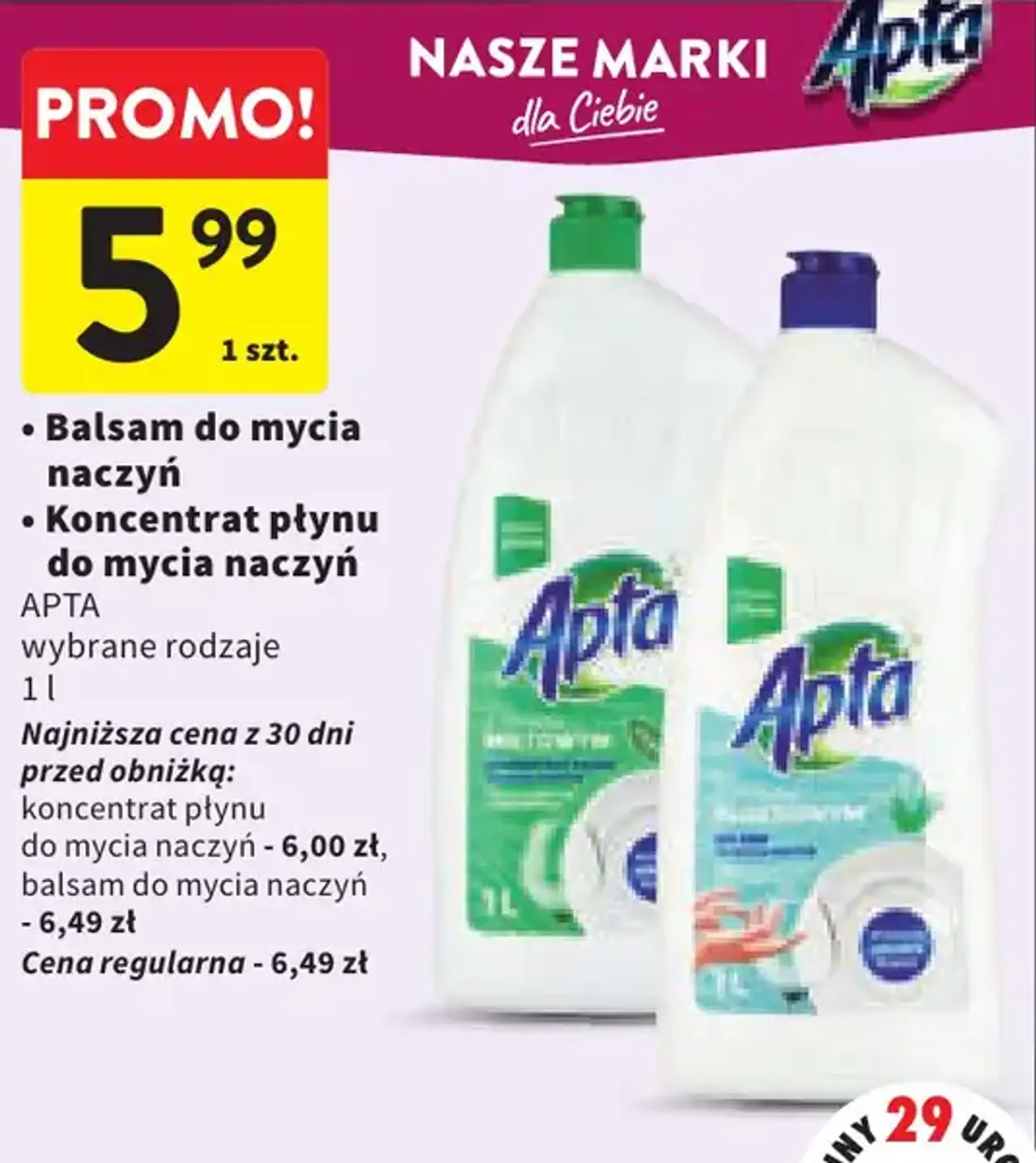 Balsam do mycia naczyń / Koncentrat płynu do mycia naczyń Apta
