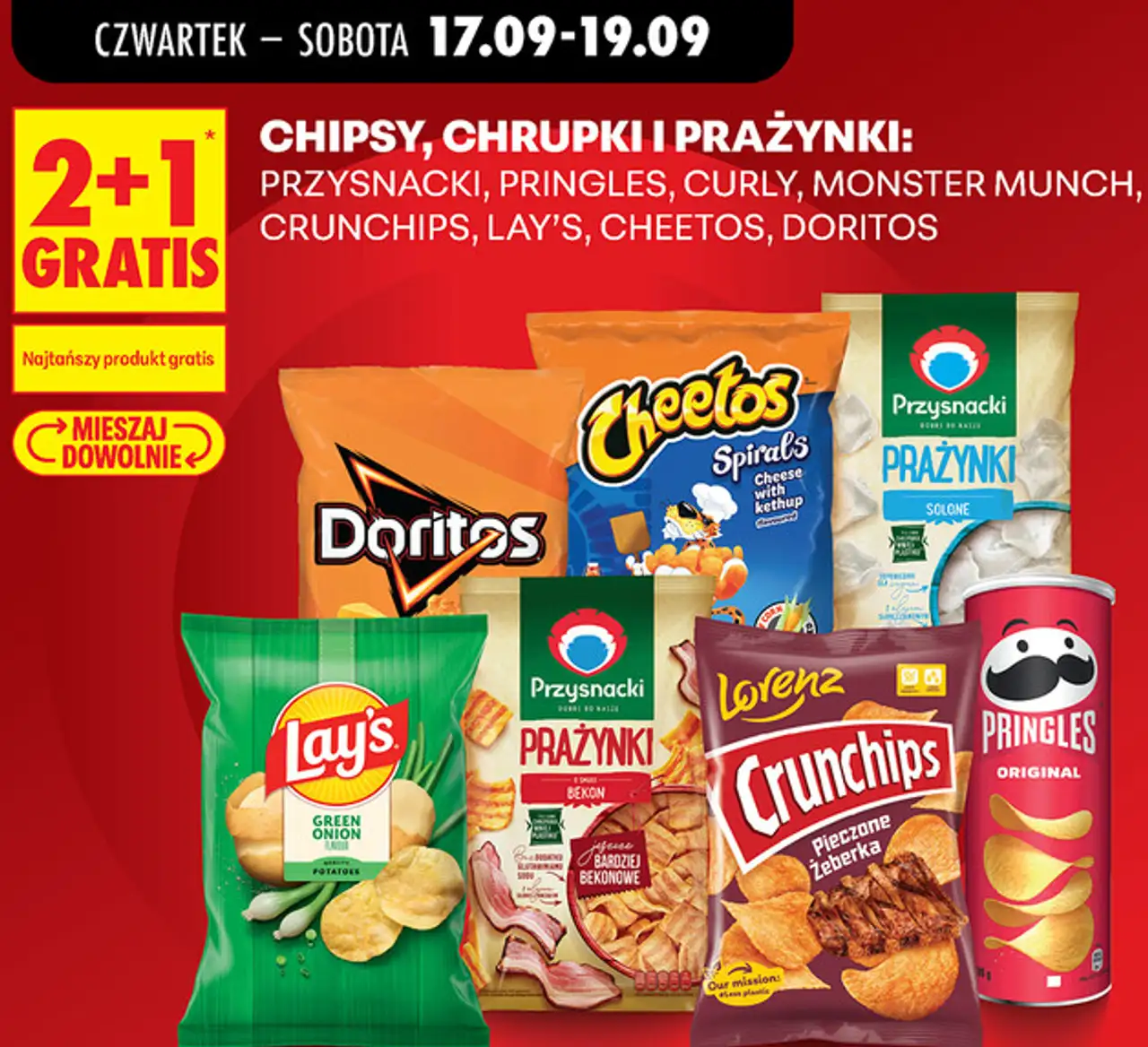 Chipsy, chrupki i prażynki: Przysnacki, Pringles, Curly, Monster Munch, Crunchips, Lay's, Cheetos, Doritos
