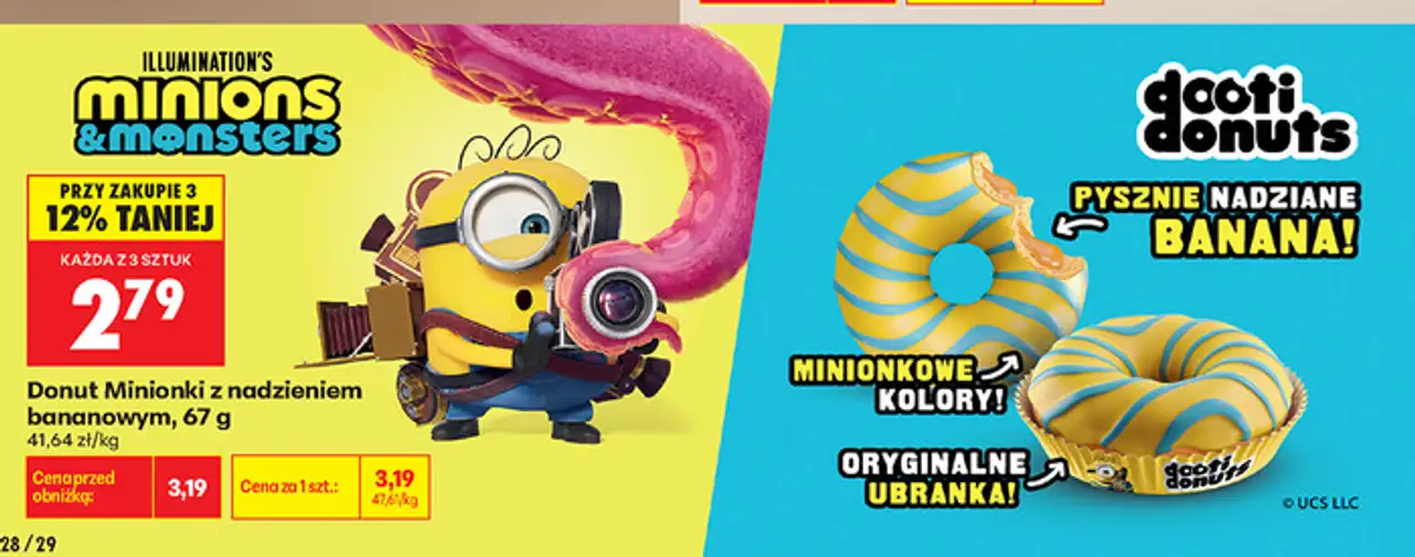 Donut Minionki z nadzieniem bananowym