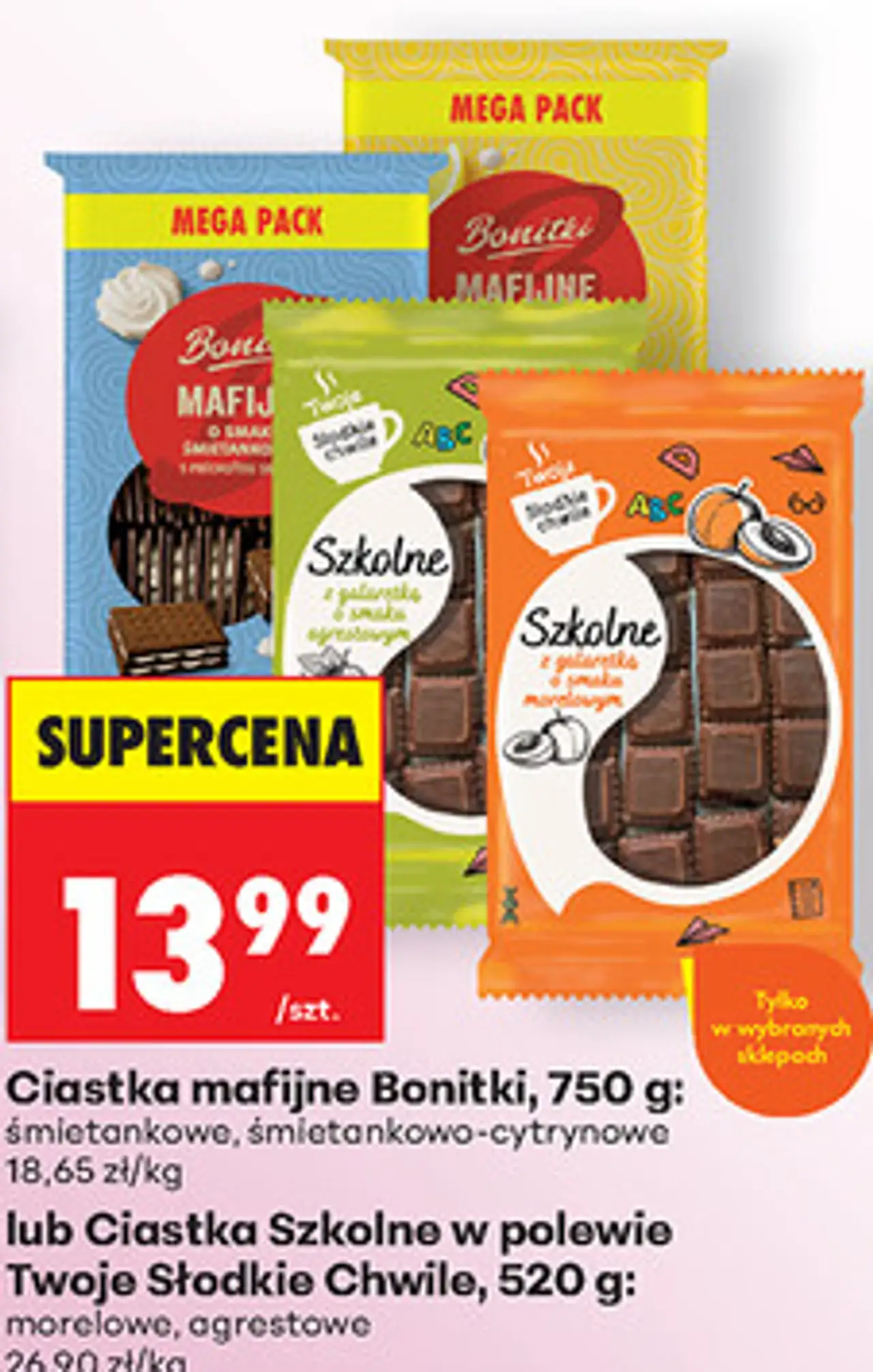 Ciastka mafijne Bonitki, 750 g lub Ciastka Szkolne w polewie Twoje Słodkie Chwile, 520 g