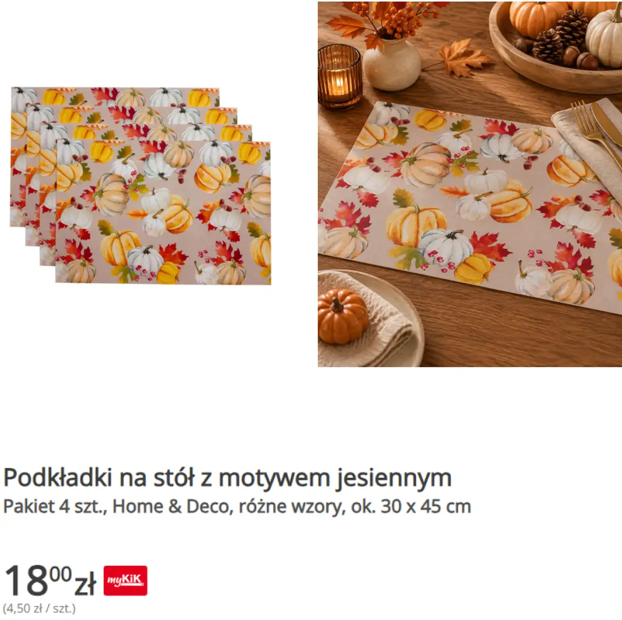Podkładki na stół z motywem jesiennym Home & Deco