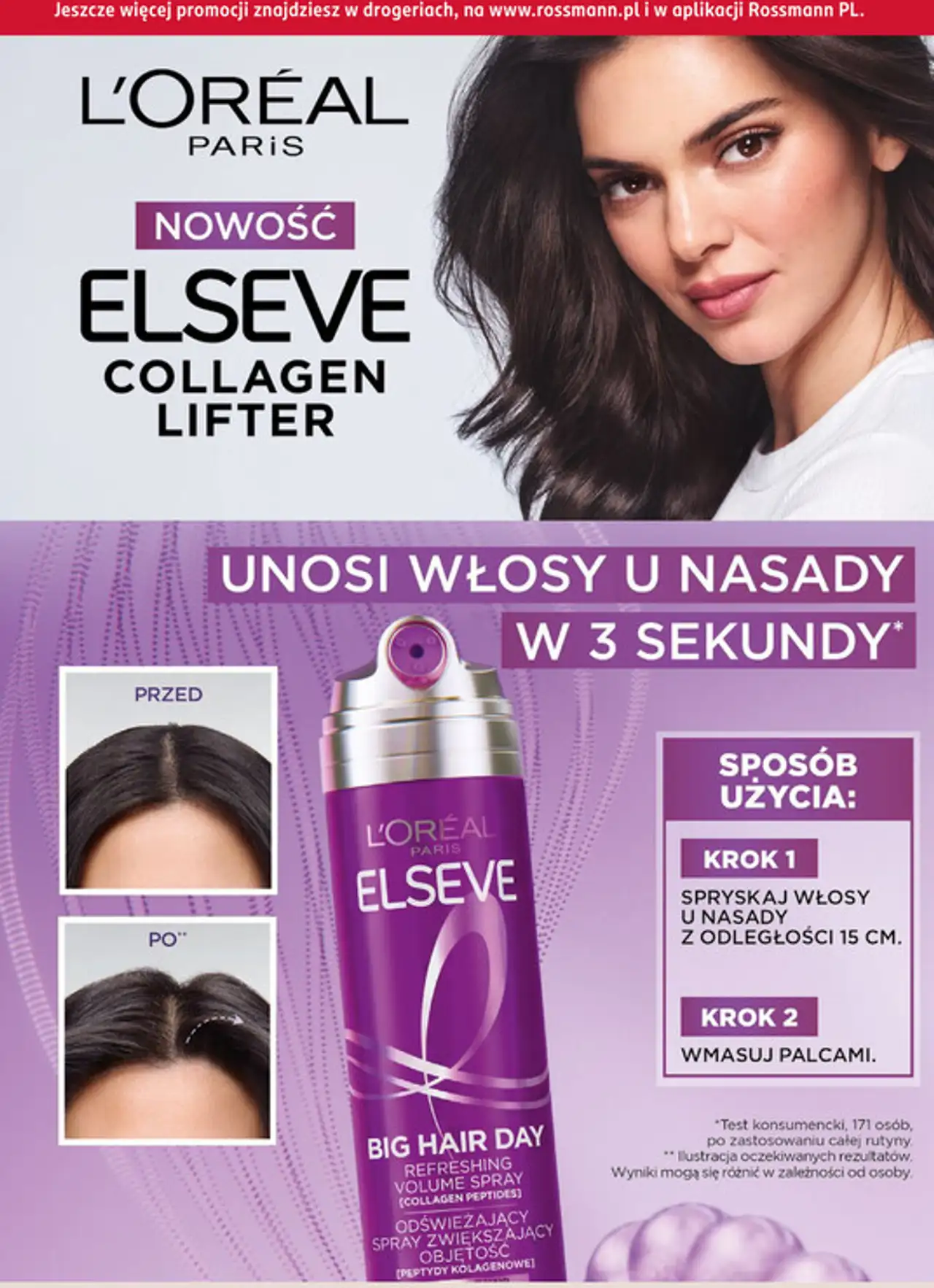 L'Oréal Paris Elseve Collagen Lifter Big Hair Day Odświeżający spray zwiększający objętość