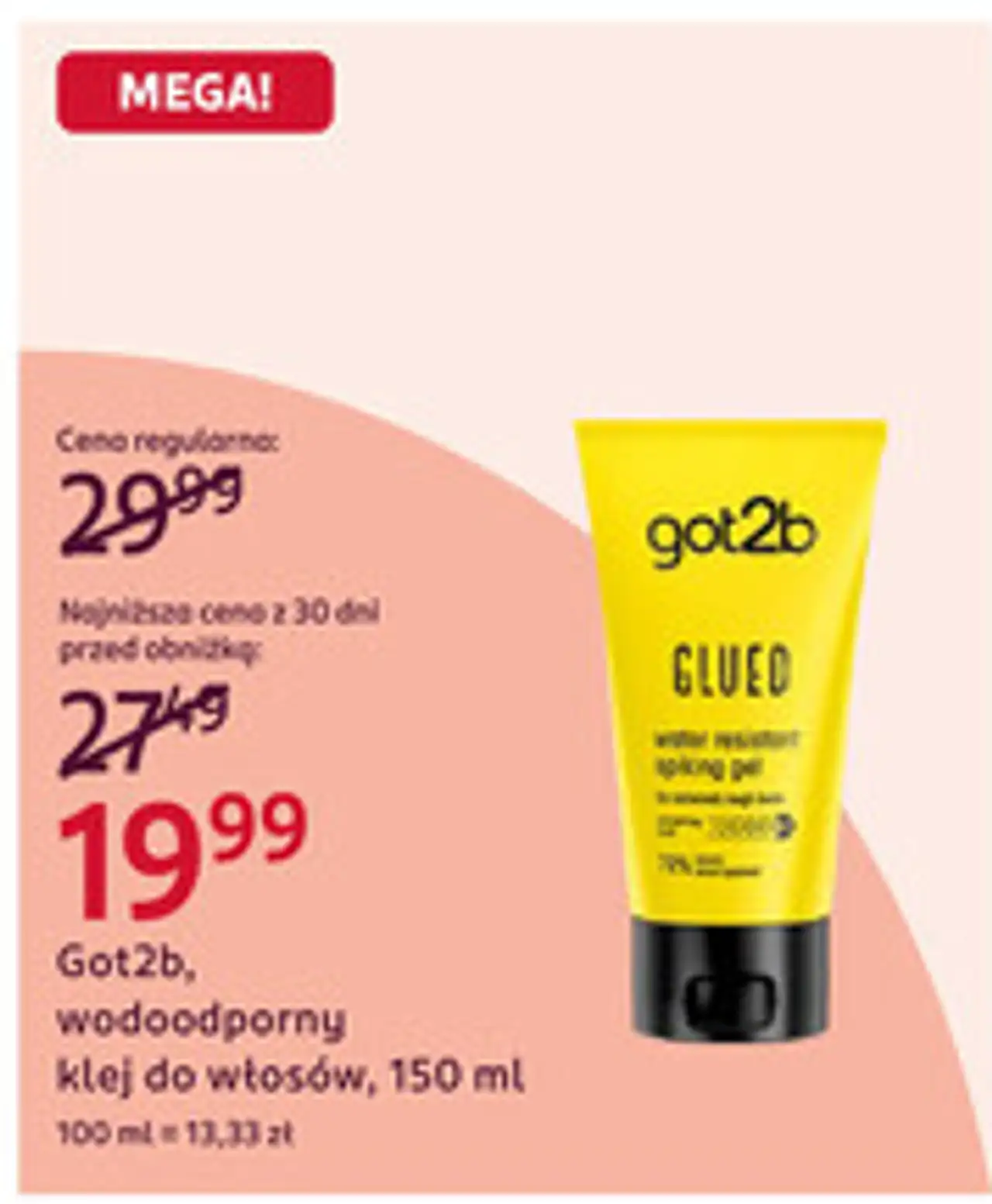 Got2b, wodoodporny klej do włosów, 150 ml