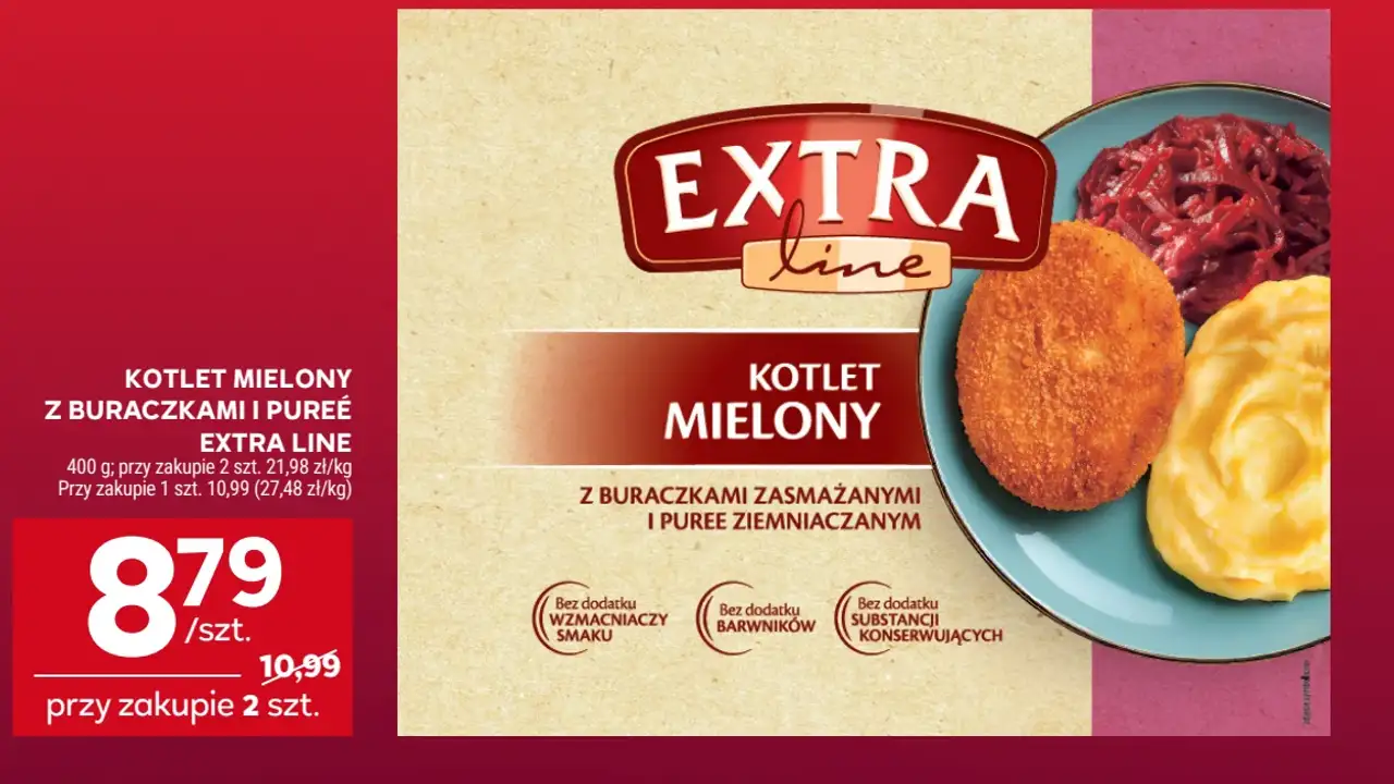 Kotlet mielony z buraczkami i pureé Extra Line