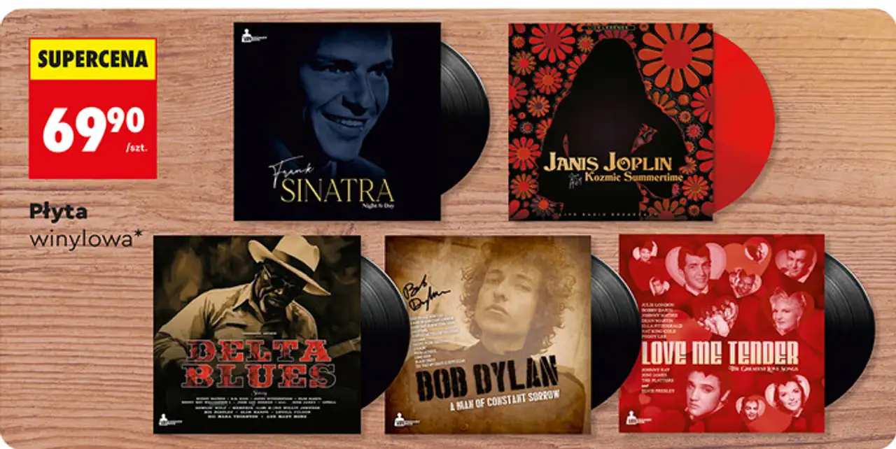 Płyta winylowa (m.in. Frank Sinatra, Janis Joplin, Bob Dylan, Love Me Tender)