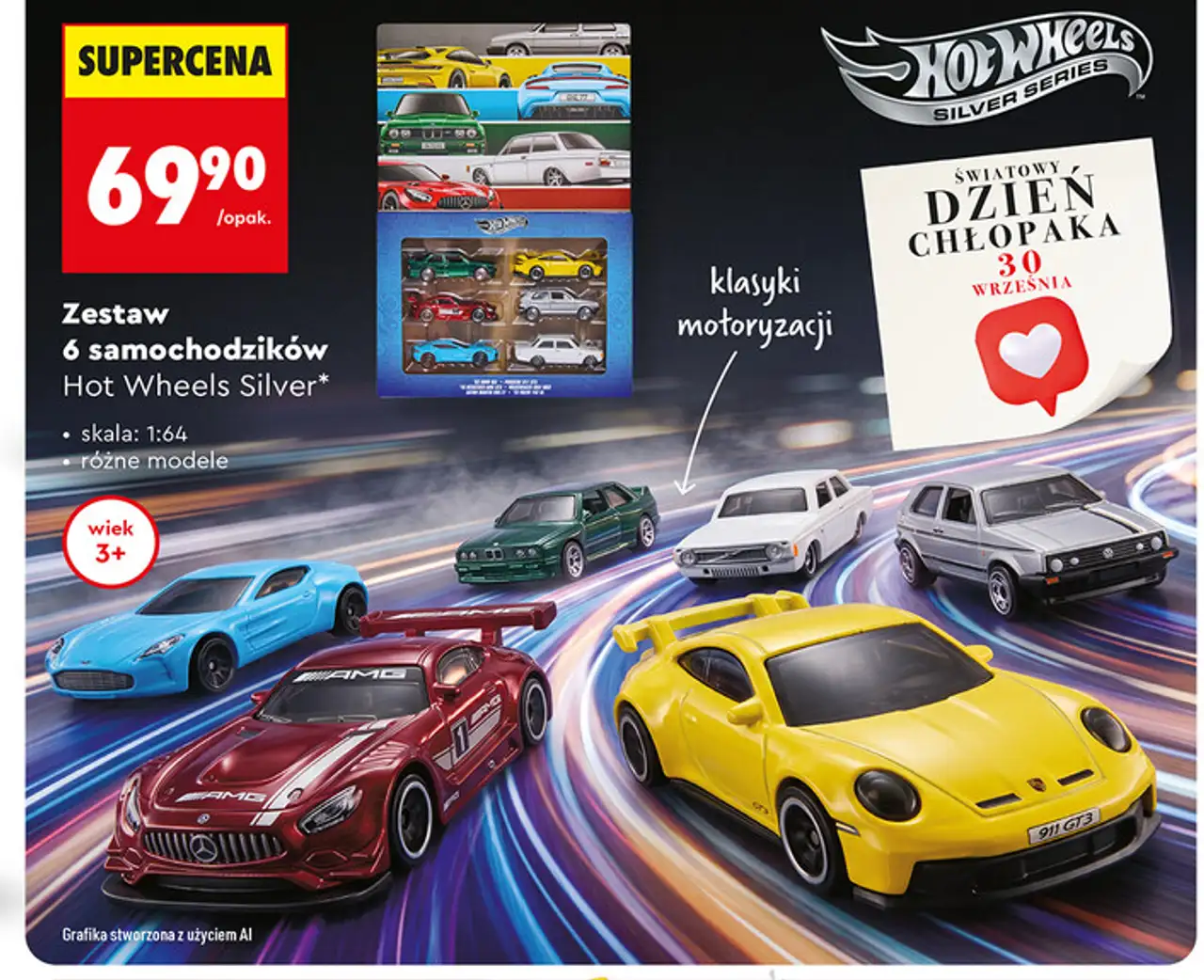 Zestaw 6 samochodzików Hot Wheels Silver