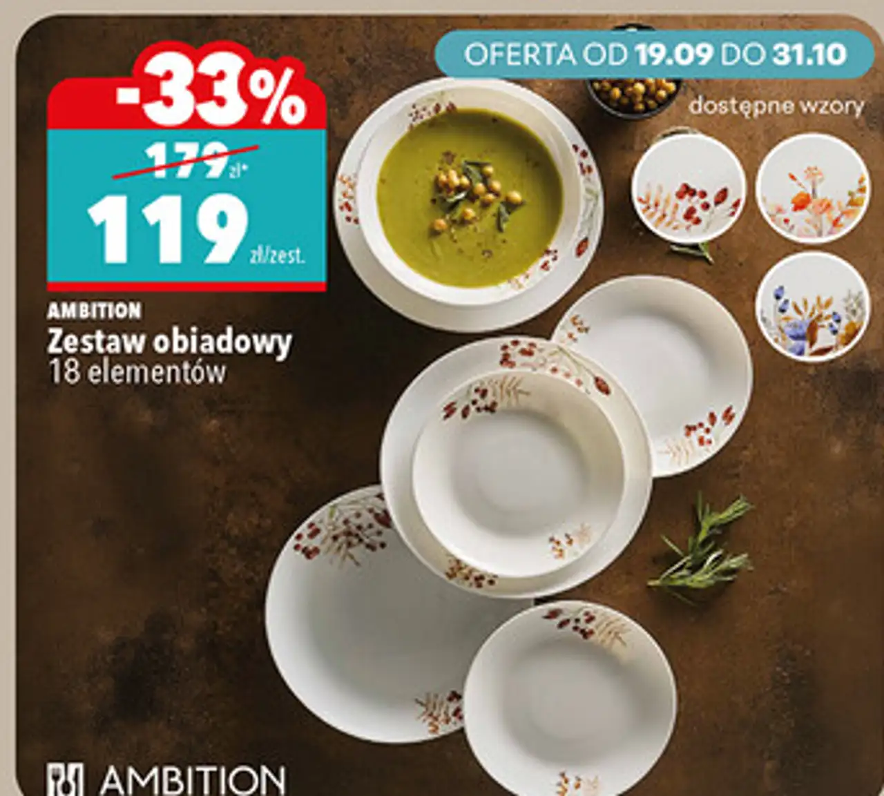 Ambition Zestaw obiadowy 18 elementów