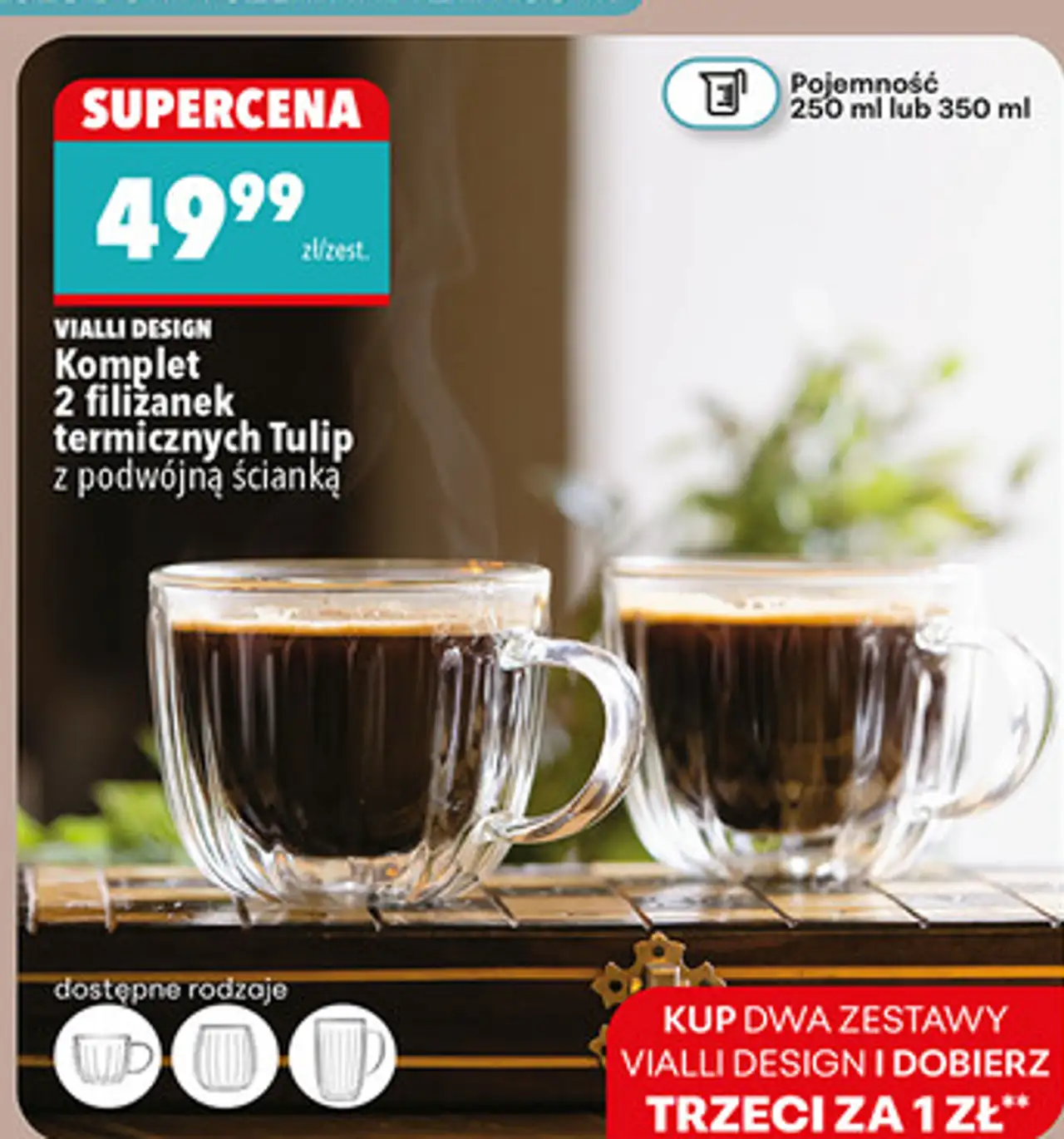 Vialli Design Komplet 2 filiżanek termicznych Tulip