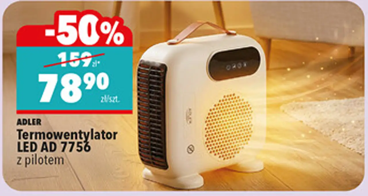 Termowentylator LED AD 7756 z pilotem Adler