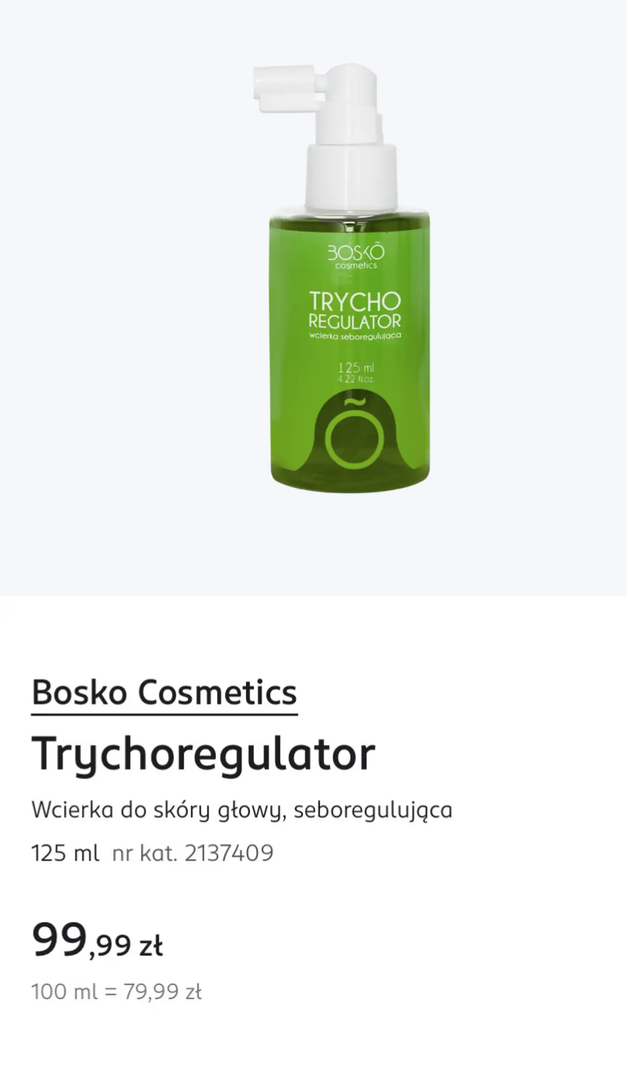 Bosko Cosmetics Trychoregulator Wcierka do skóry głowy, seboregulująca
