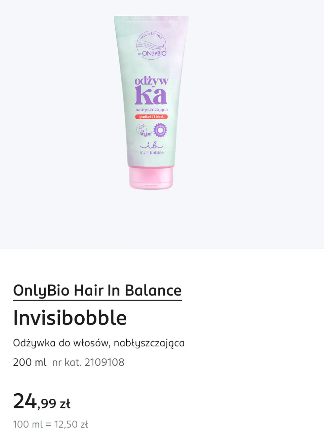 OnlyBio Hair In Balance Invisibobble Odżywka do włosów, nabłyszczająca