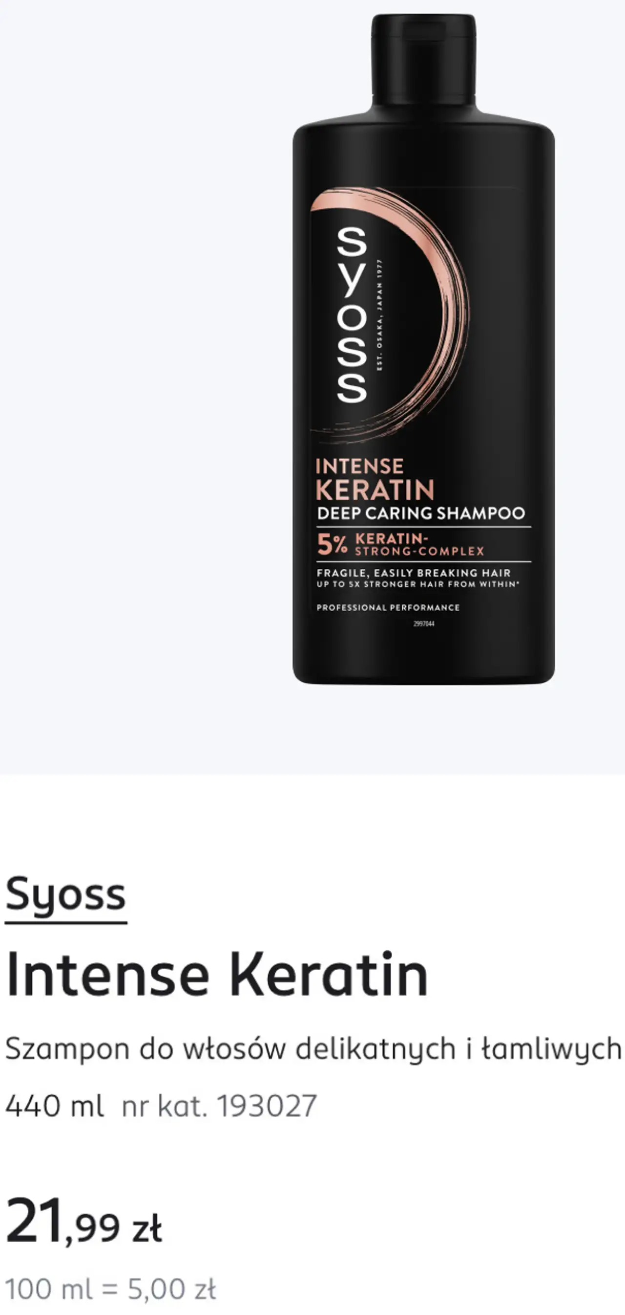 Syoss Intense Keratin Szampon do włosów delikatnych i łamliwych