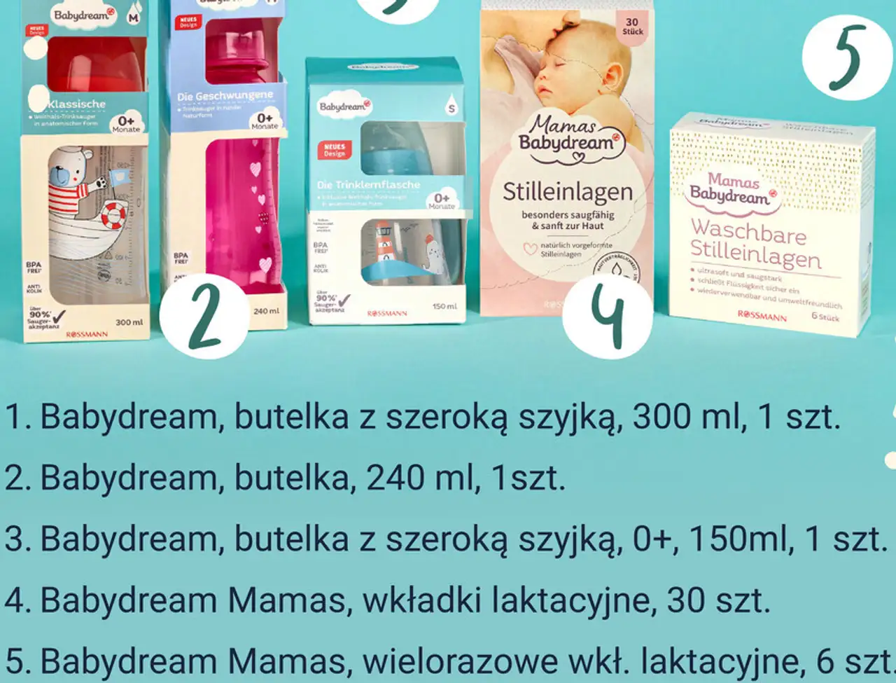 Babydream Mamas, wielorazowe wkł. laktacyjne, 6 szt.