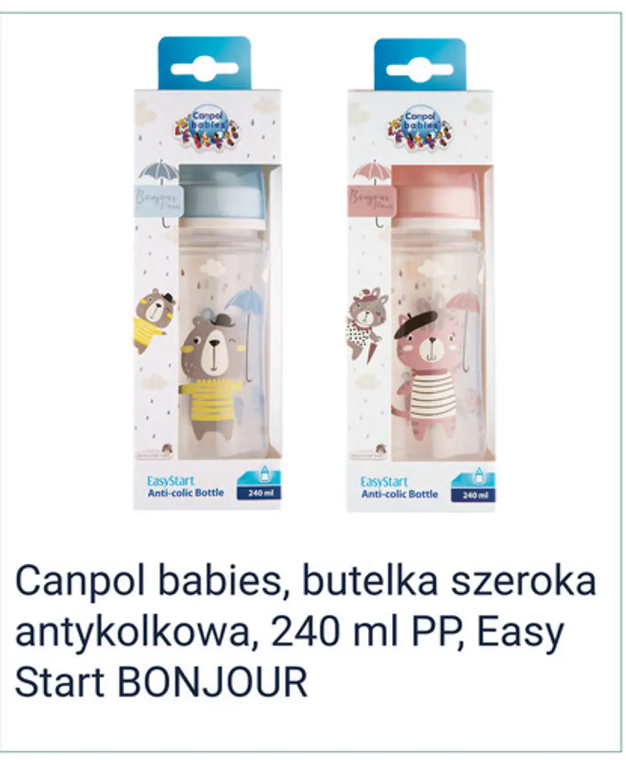Canpol babies, butelka szeroka antykolkowa, 240 ml PP, Easy Start BONJOUR