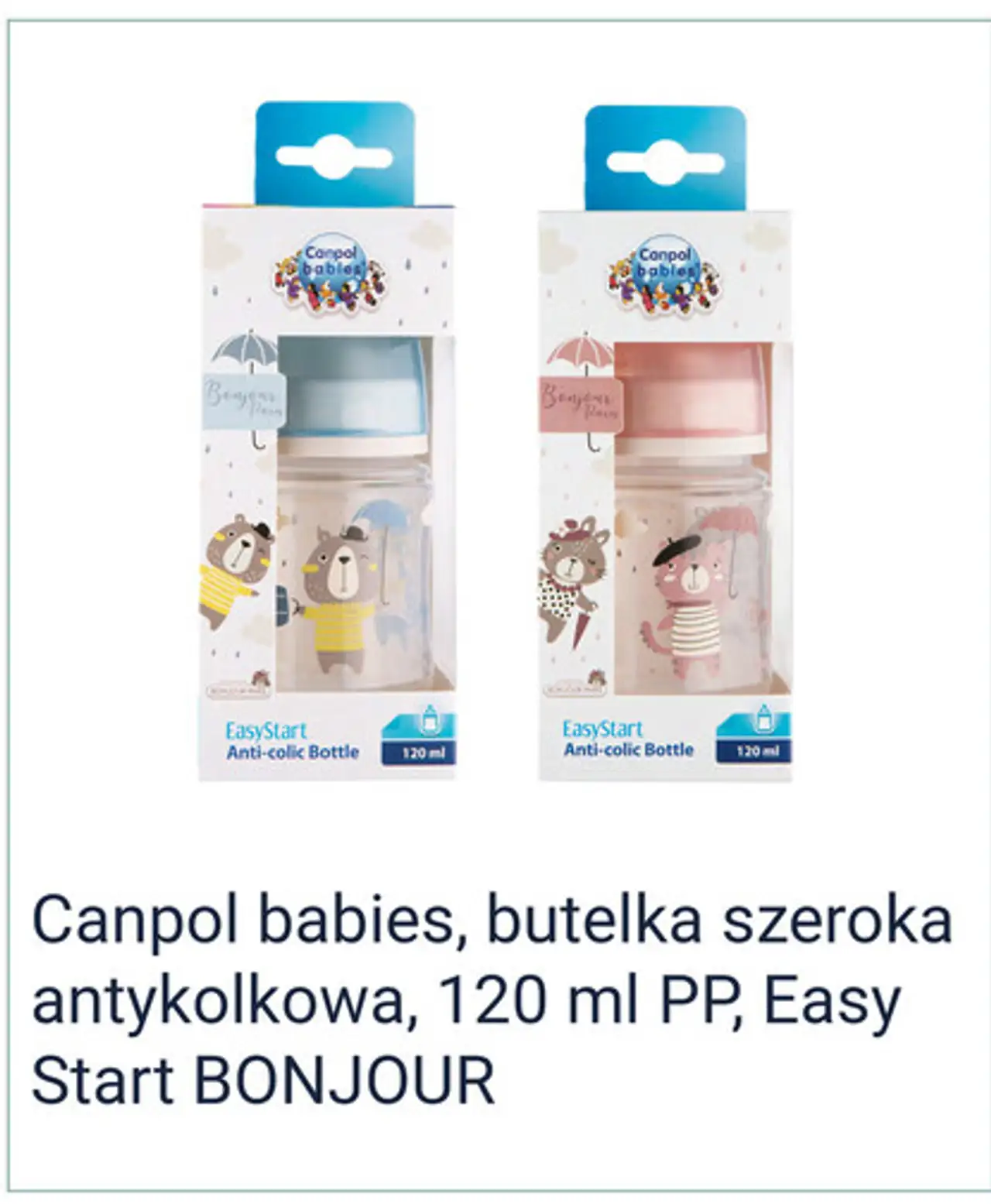 Canpol babies, butelka szeroka antykolkowa, 120 ml PP, Easy Start BONJOUR