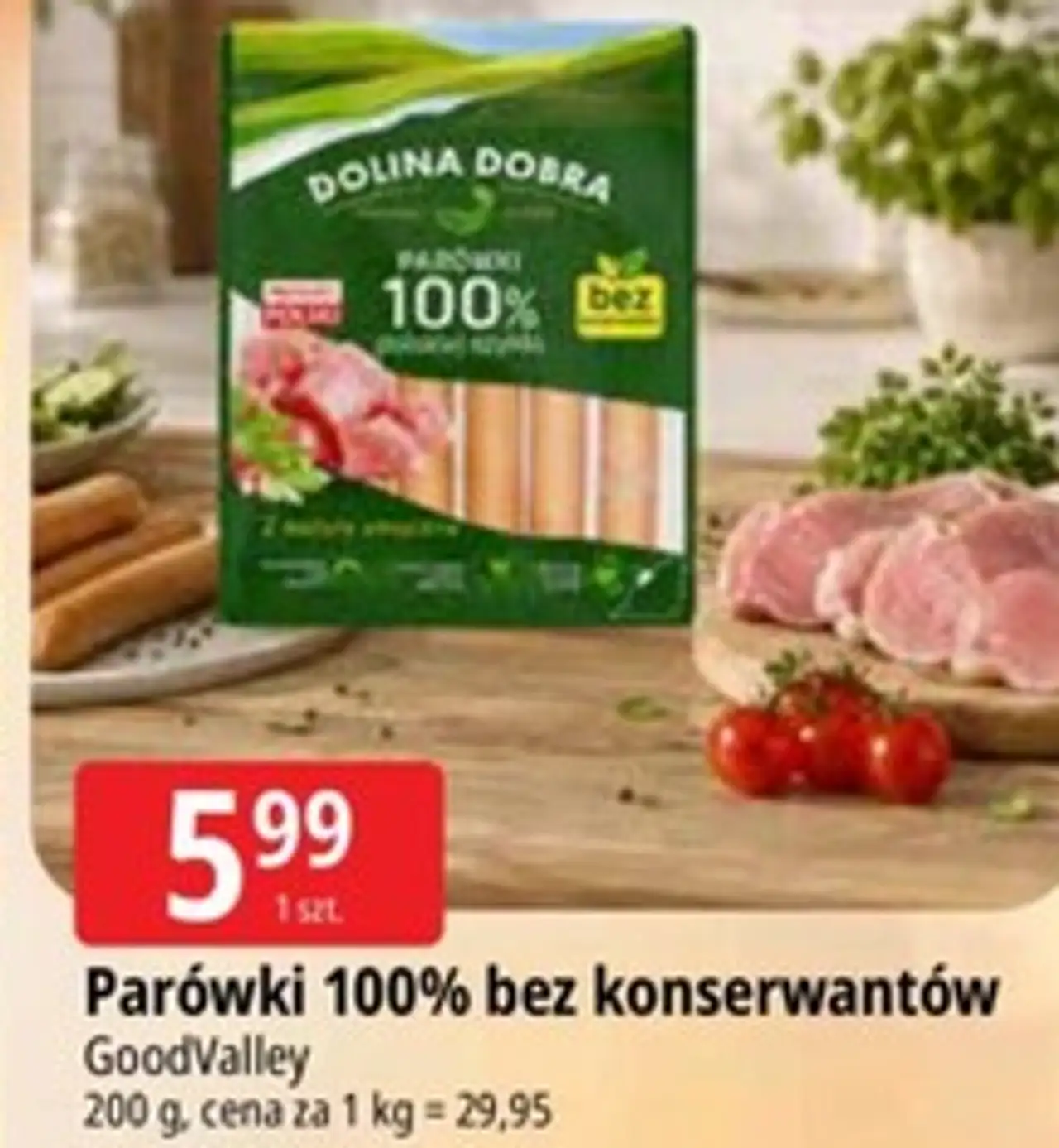 Parówki 100% bez konserwantów GoodValley