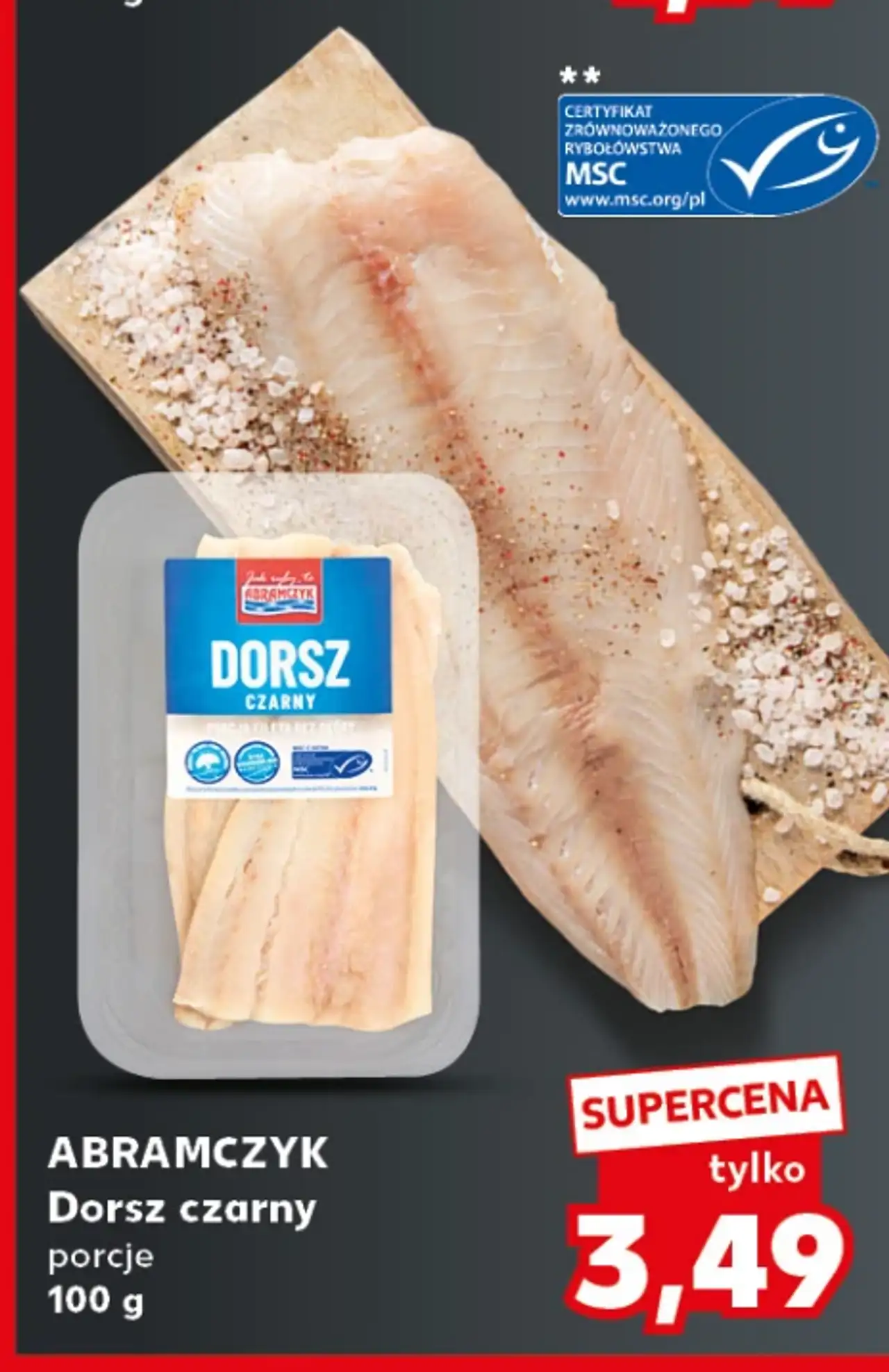 ABRAMCZYK Dorsz czarny porcje 100 g