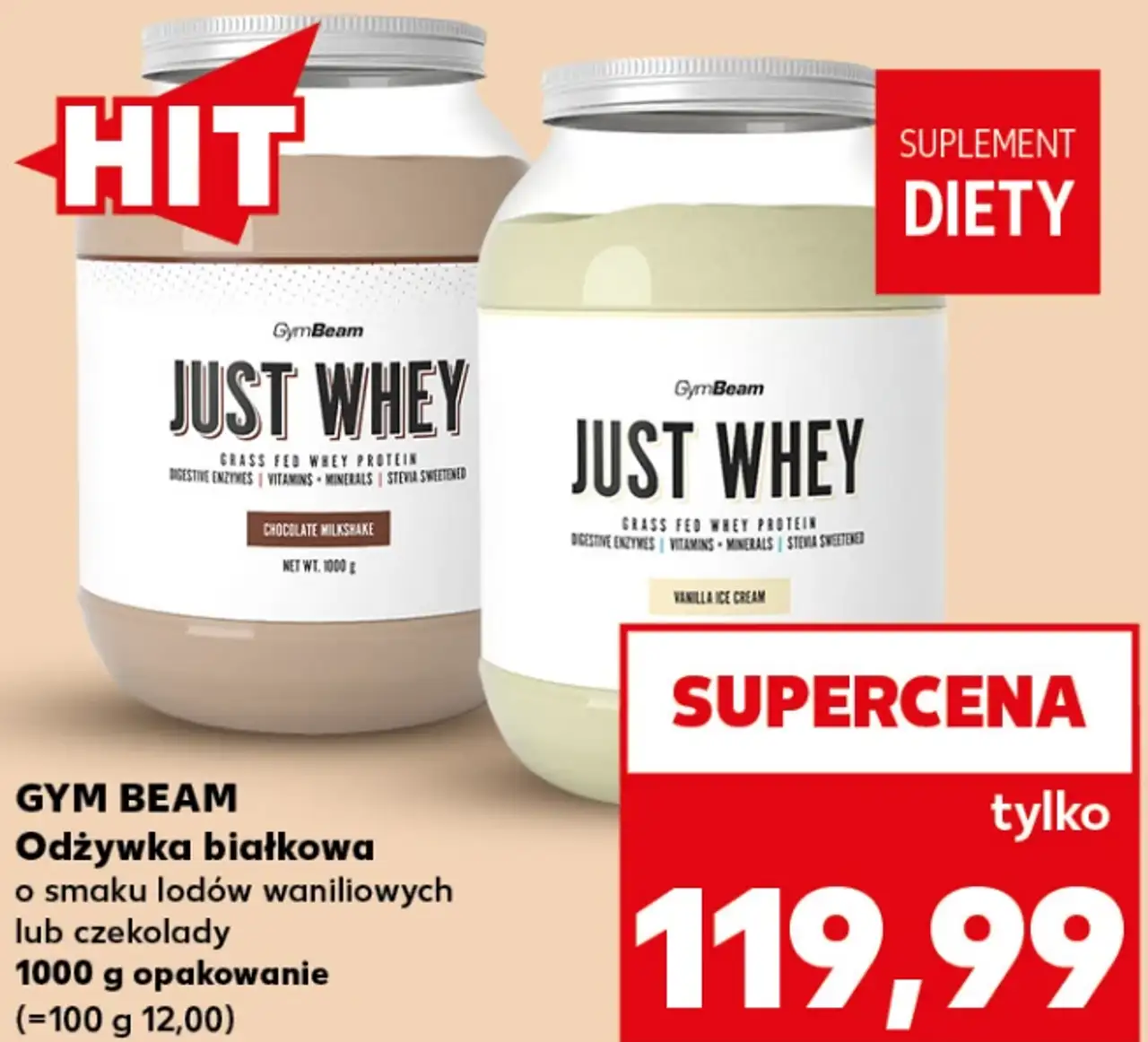 GymBeam Just Whey Odżywka białkowa o smaku lodów waniliowych lub czekolady