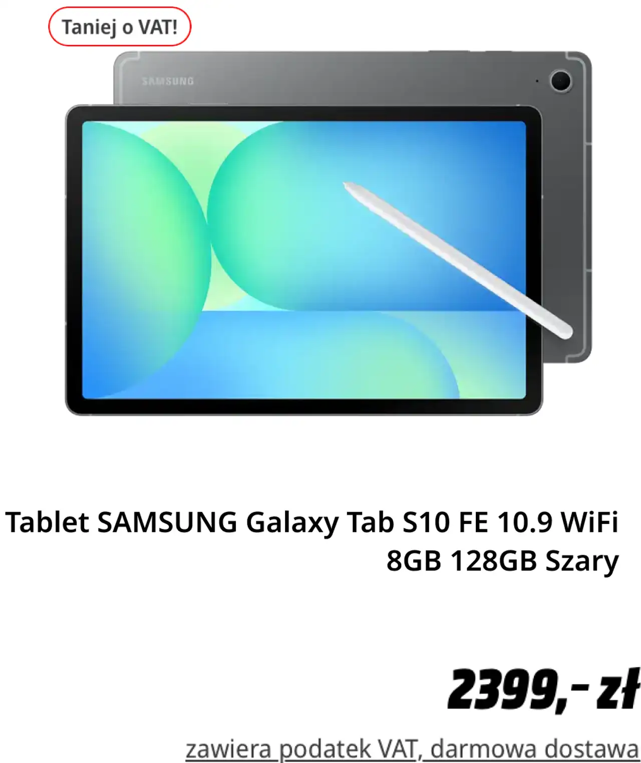 Tablet SAMSUNG Galaxy Tab S9 FE 10.9 WiFi 8GB 128GB Szary