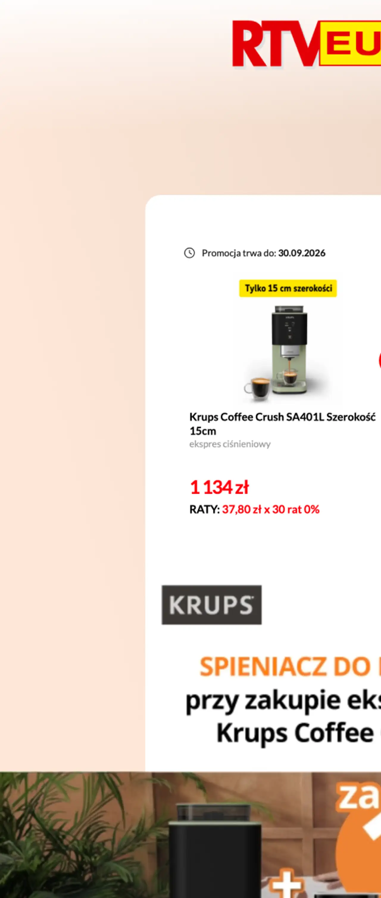 Krups Coffee Crush SA401L Szerokość 15cm ekspres ciśnieniowy